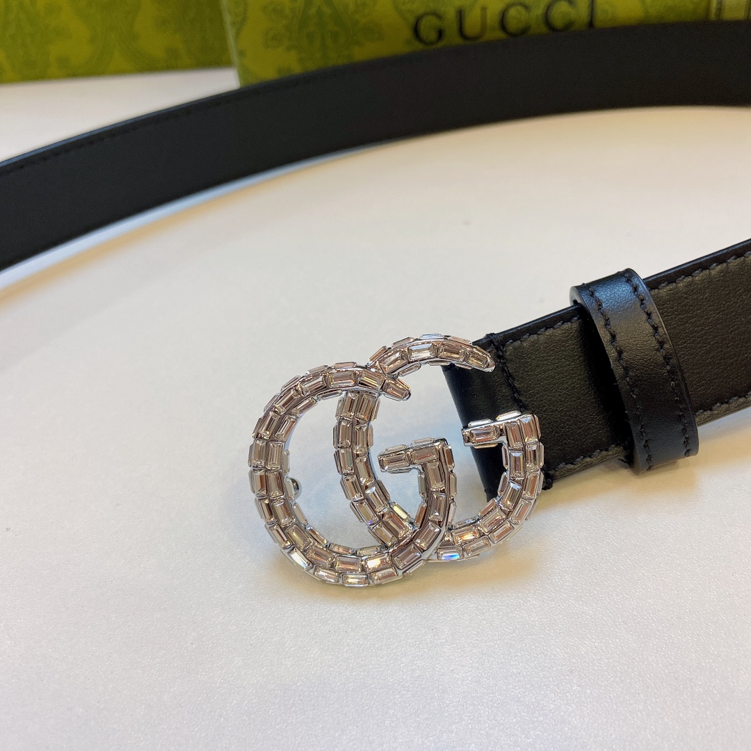 Gucci古奇官网新款正品规格3.0cm搭配头层小牛皮腰带时尚百搭