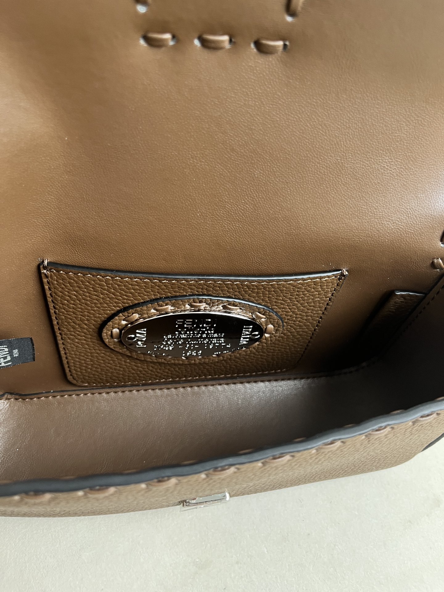 Fendi Baguette Shoulder Bag in Khaki Leather with Silver Chain 9 i1715845419 3647 7