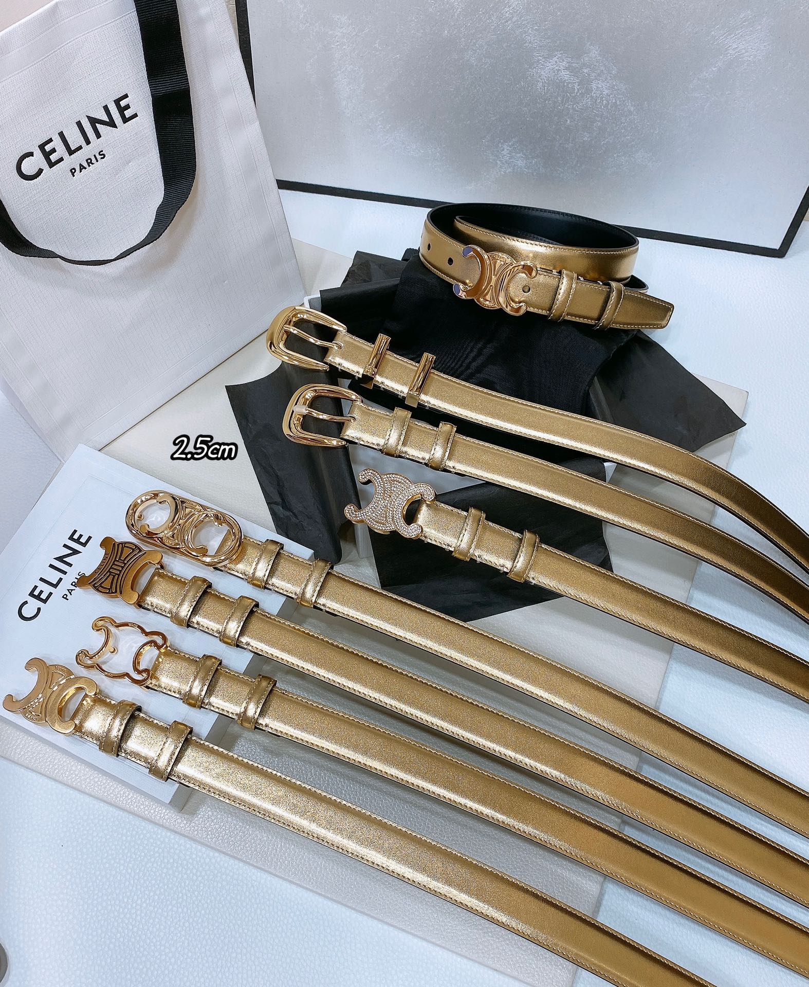 [Celine Belts] Sailin celine24 medium TRIOMPHETAURILLON leather belt 2.5cm