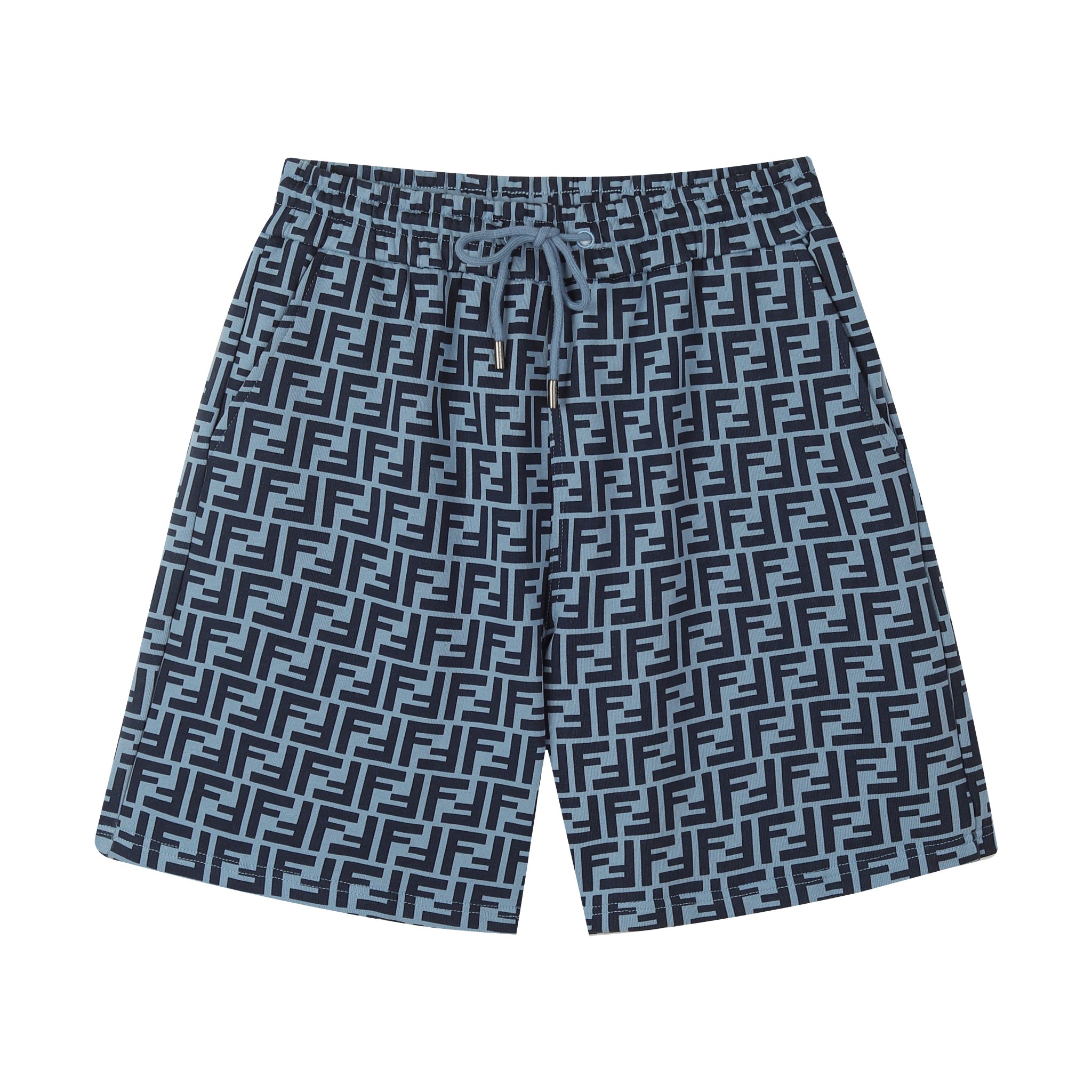 FEND Fen* 2024SS pantalones cortos de primavera/verano nuevos, tela de doble F tejida y teñida a medida, cordón metálic…