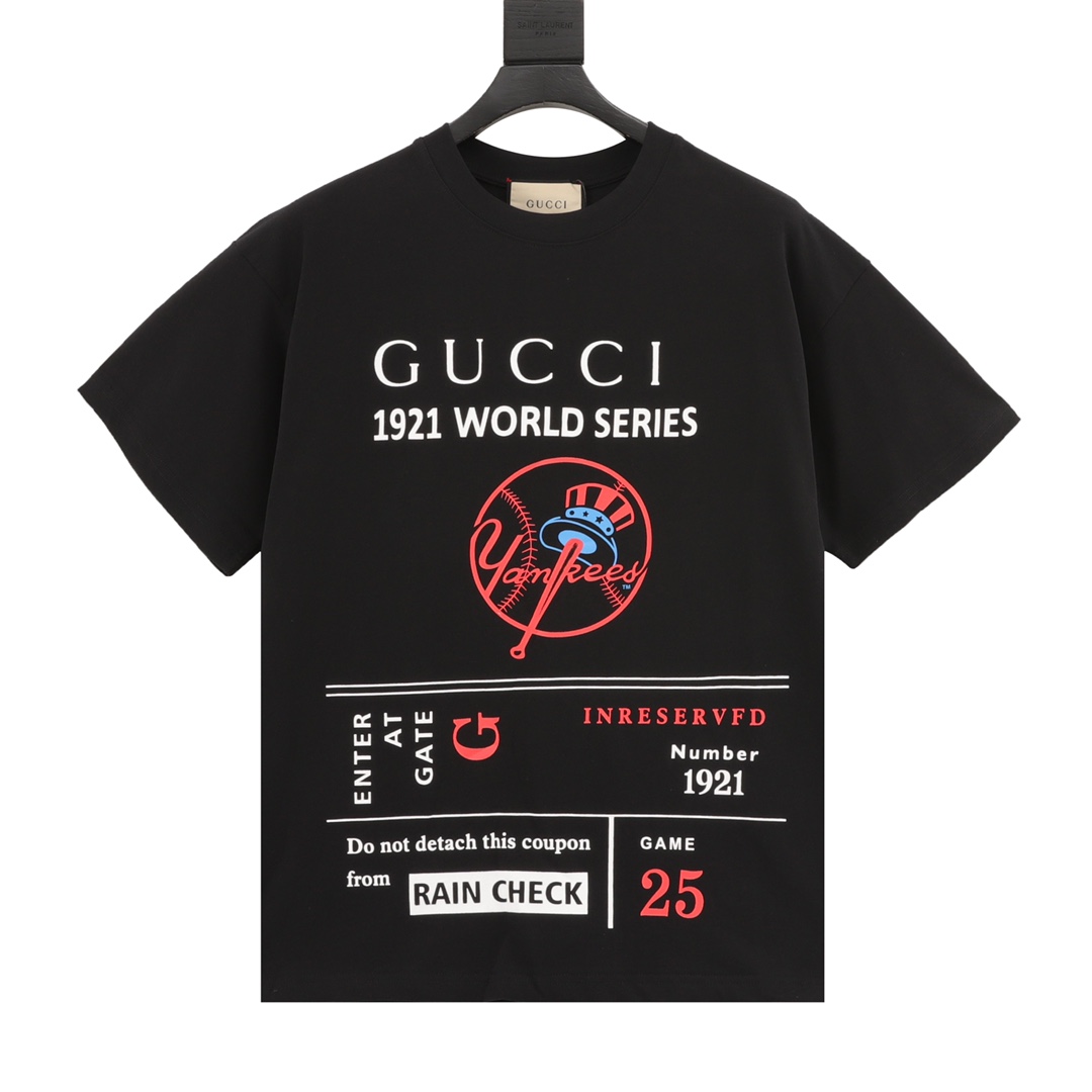 Fałszywy projektant
 Gucci Odzież T-Shirt Kolor moreli Czarny Drukowanie Wiosenna kolekcja Fashion Krótki rękaw