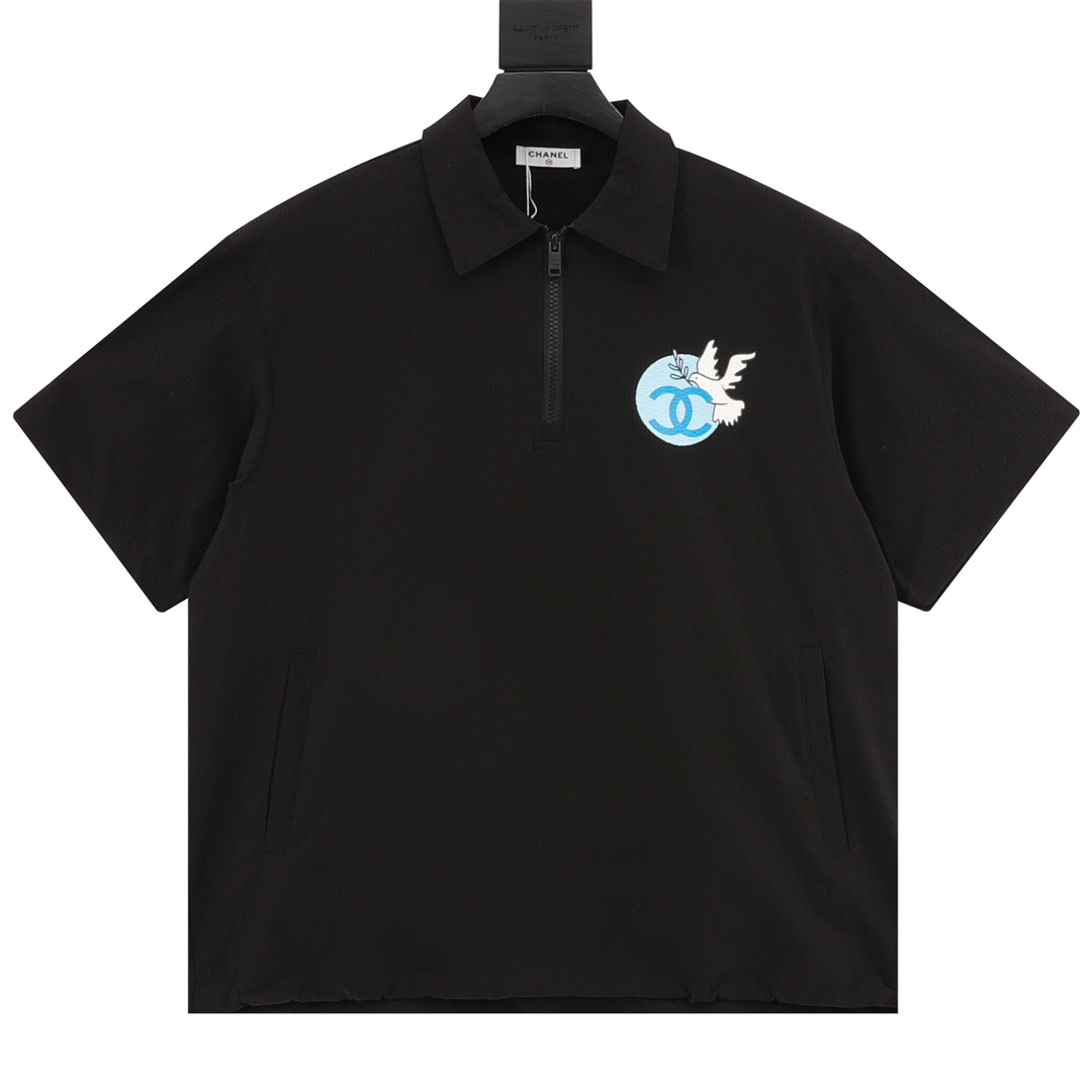 CHANEL/Chanel Polo de punto con estampado de paloma de la paz, tela especial personalizada según el original,…