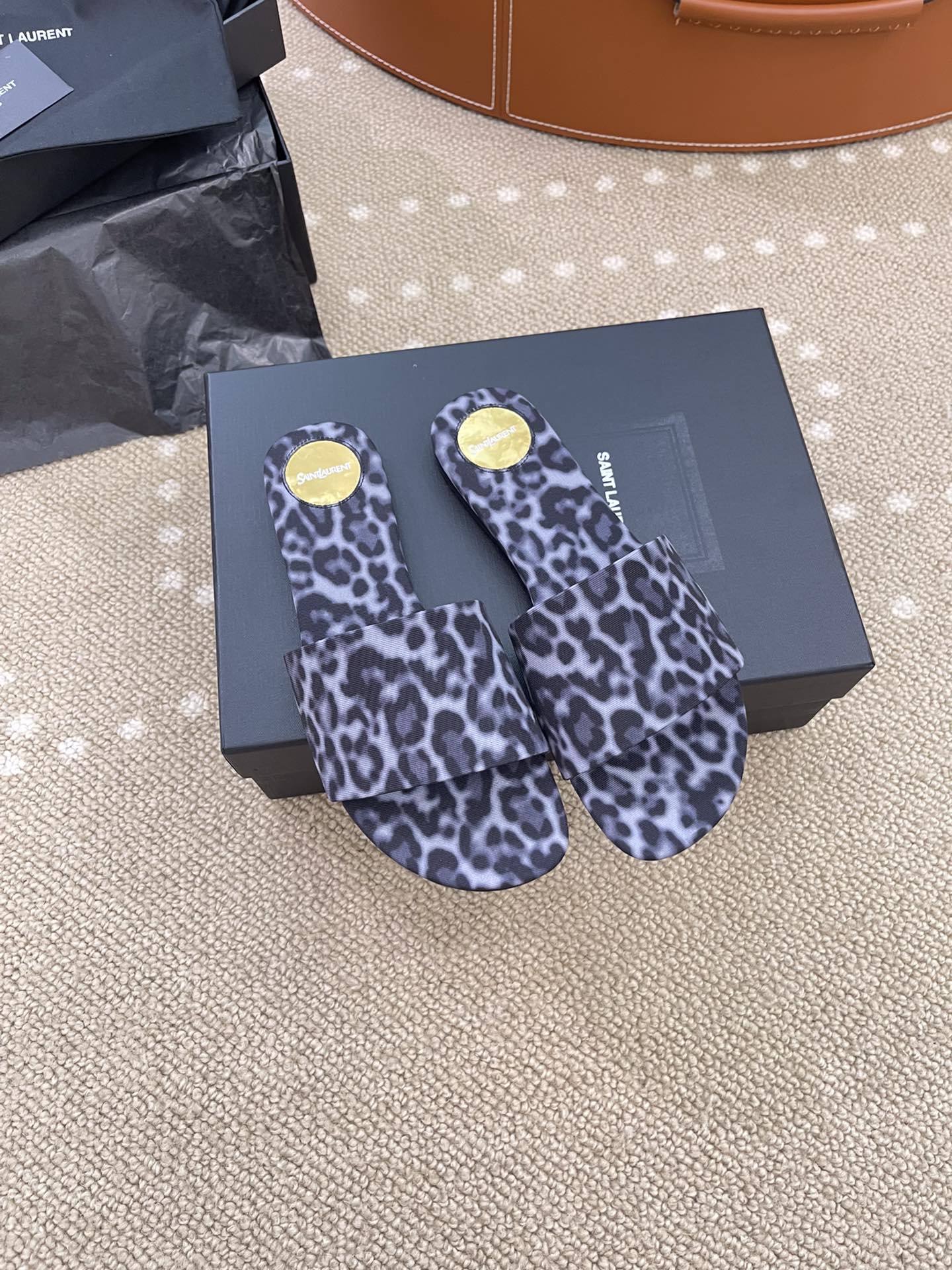 Yves Saint Laurent Shoes Slippers Designer Fake
 Leopard Print Cowhide Genuine Leather Sheepskin