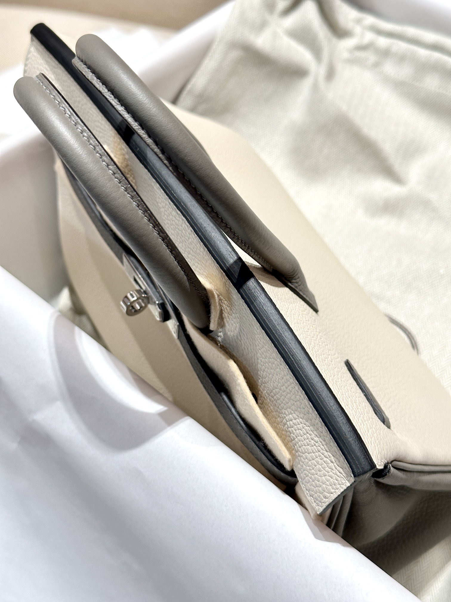 Hermes Birkin Cream and Gray handbag everyday