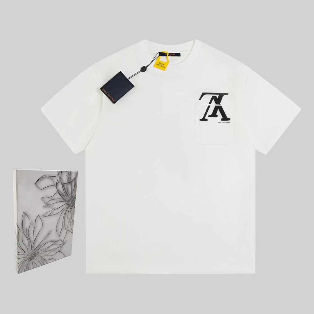 Louis Vuitton 7 estrellas
 Ropa Camiseta Negro Blanco Amarillo Impresión Universal para hombres y mujeres Algodón de punto Tejido Colección primavera – verano Fashion Manga corta