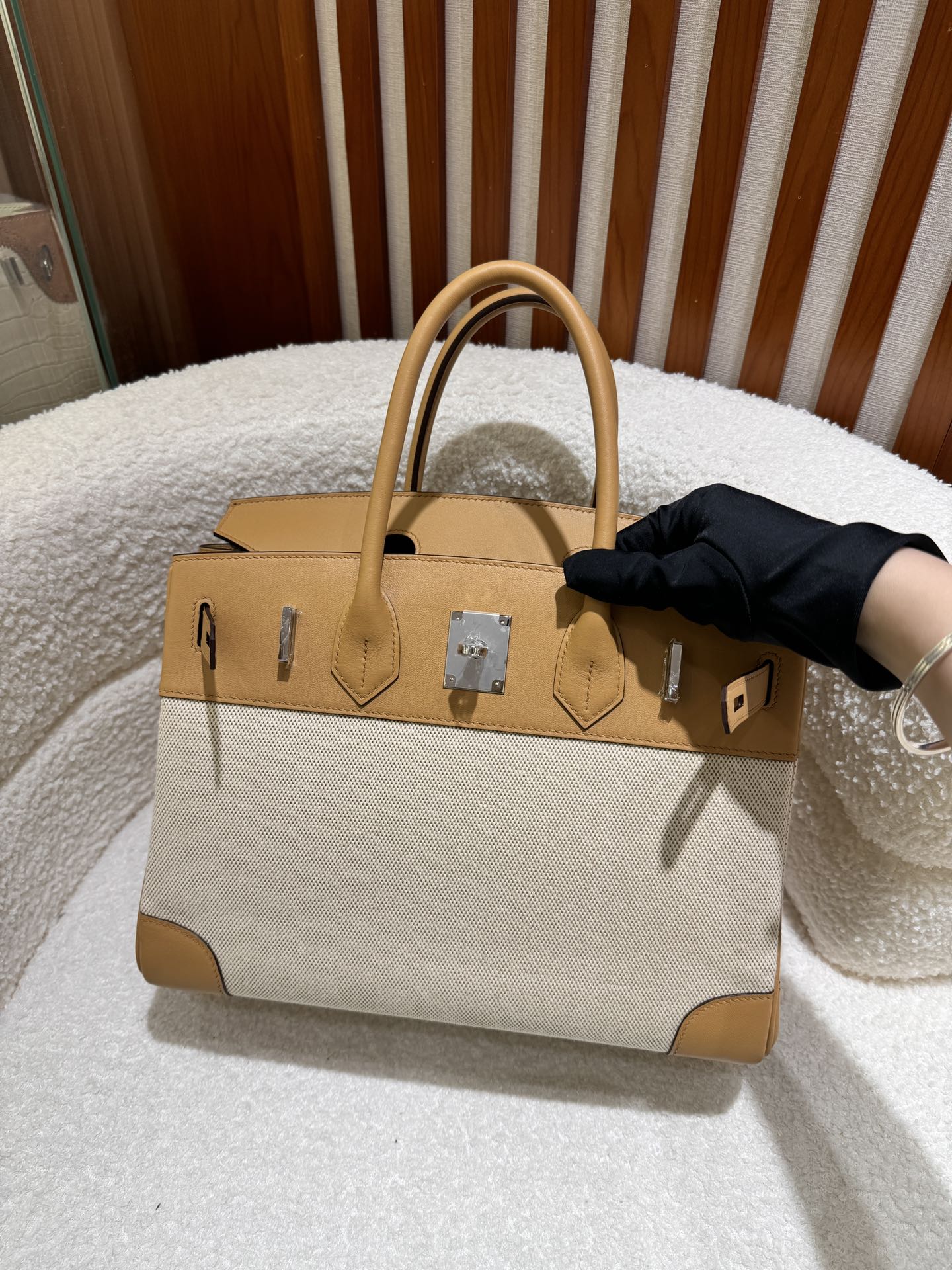 Hermes Birkin Bolsos de mano Costura Lona