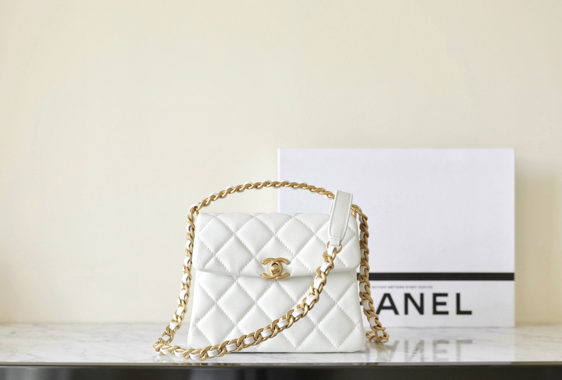 Chanel Bags Handbags White Vintage Gold Spring/Summer Collection Chains