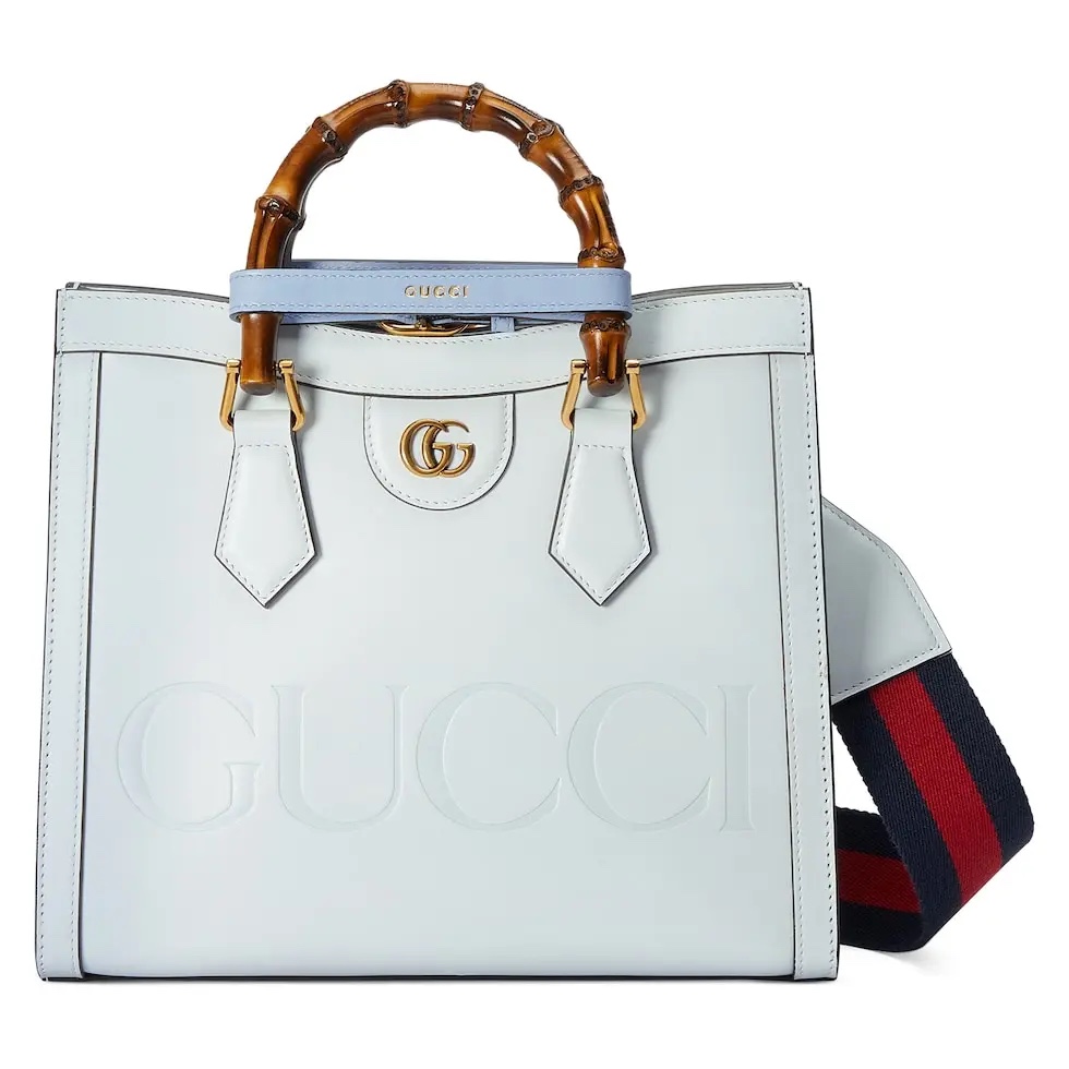 Diseñador 1: 1 réplica
 Gucci Diana Bolsos de Tote Azul Oro claro Rojo Impresión Algodón