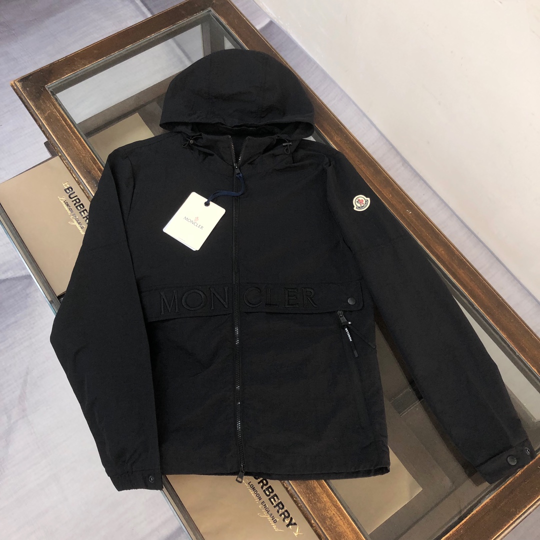 Moncler Clothing Coats & Jackets Windbreaker Black Dark Green Spring/Summer Collection Fashion Hooded Top