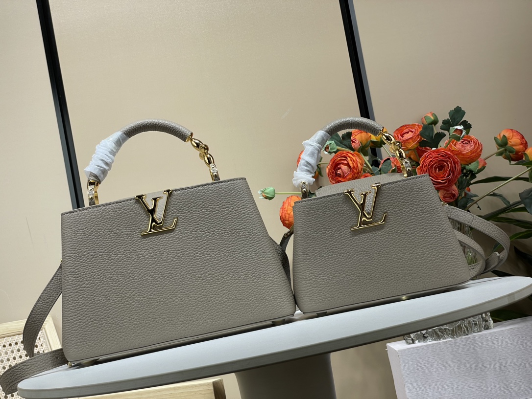 Louis Vuitton [Capucines Handbags] M48865 24698 24989 Gray (Flower) Size Collection Chart