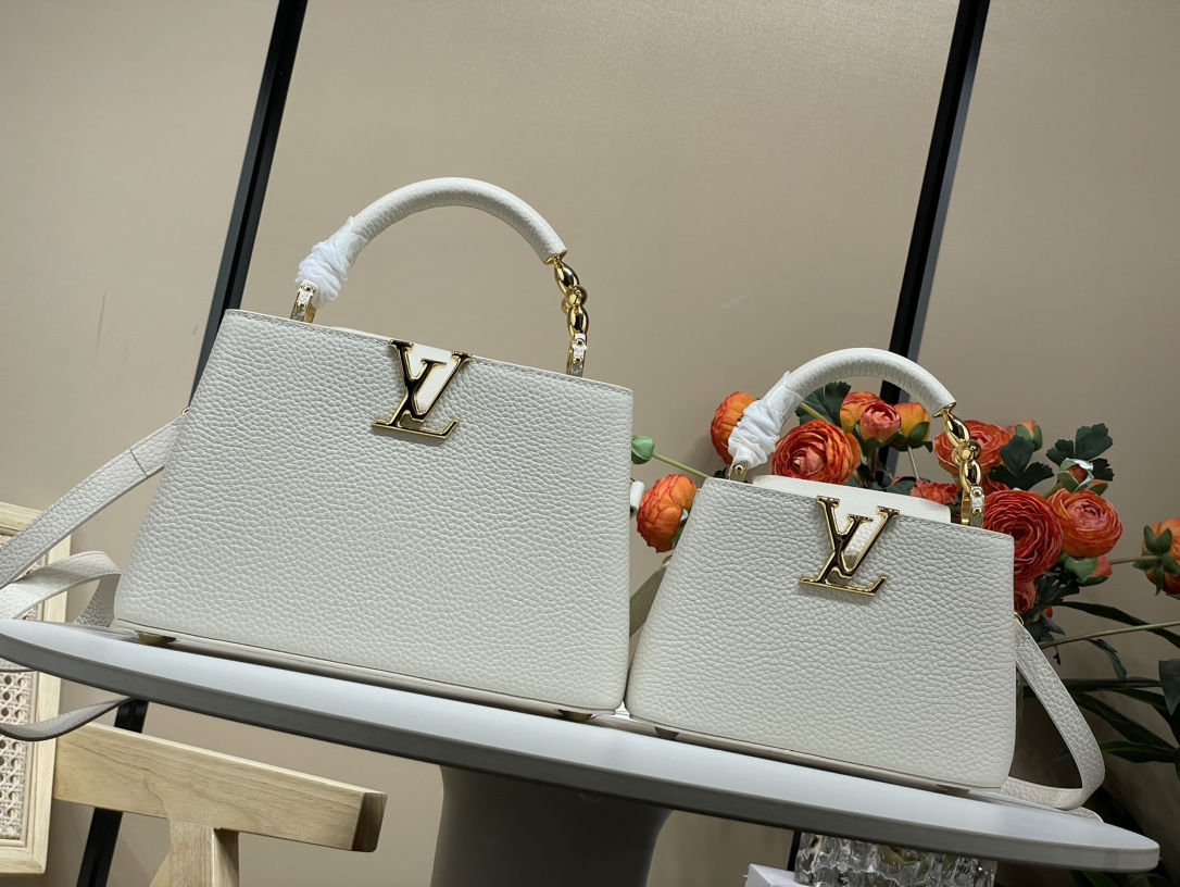 Louis Vuitton [Capucines Handbags] M48865 24698 24989 White (Flower) Size Collection Chart