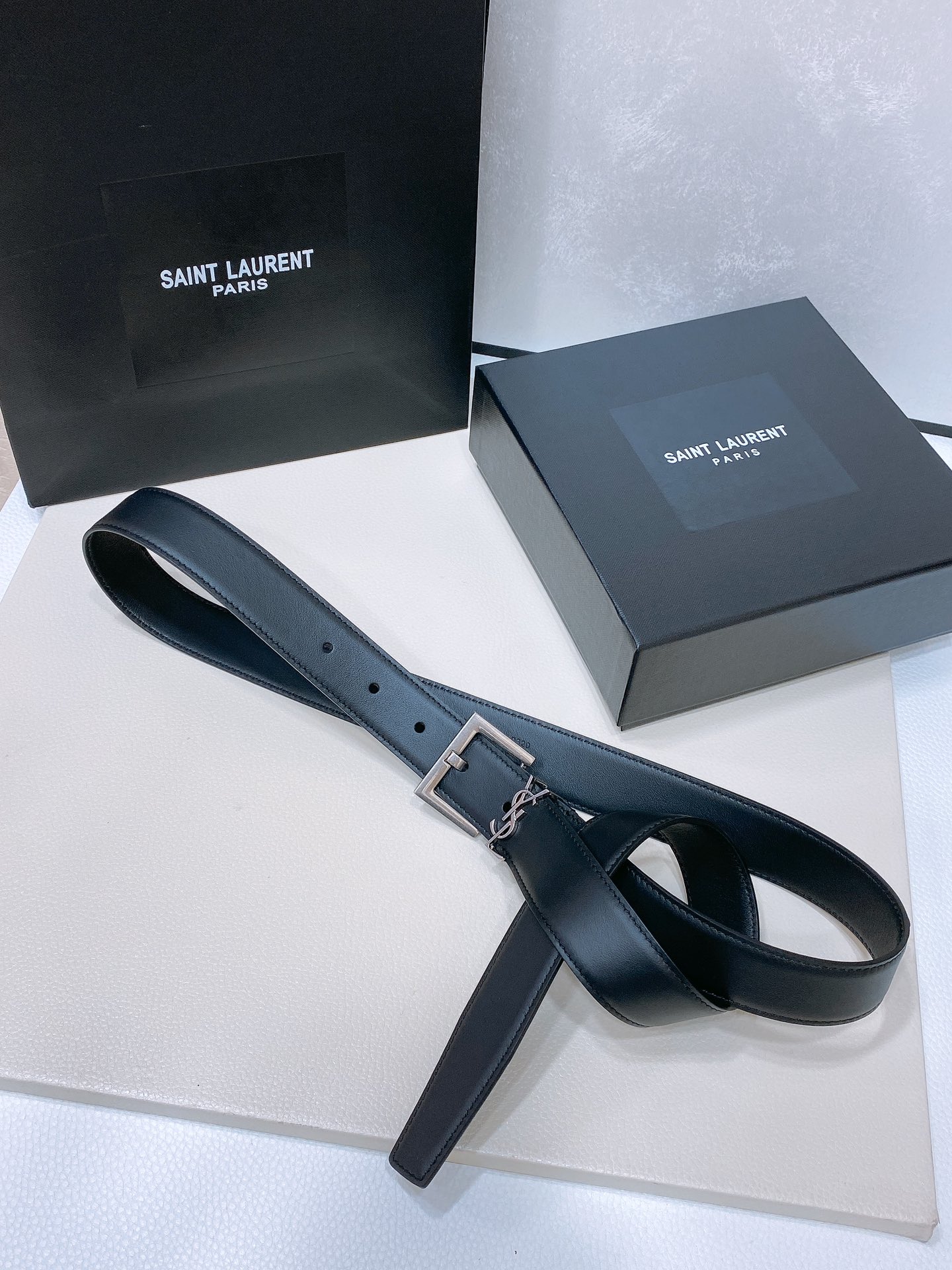 [YSL Belts]Saint Laurent SalnT.LAuRENT.PARIS. LECASSANDRE bark pattern leathe