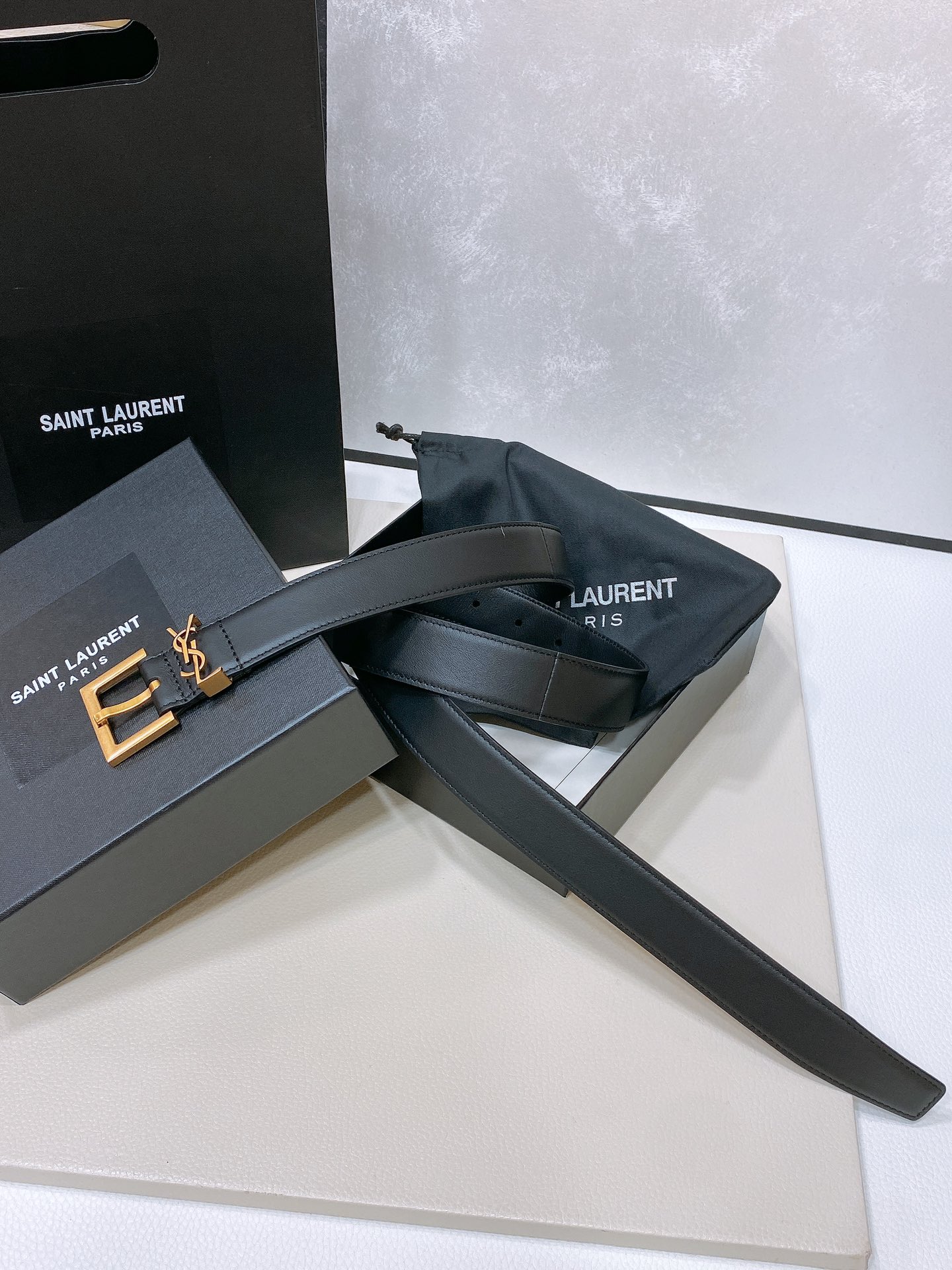 [YSL Belts]Saint Laurent SalnT.LAuRENT.PARIS. LECASSANDRE bark pattern leathe