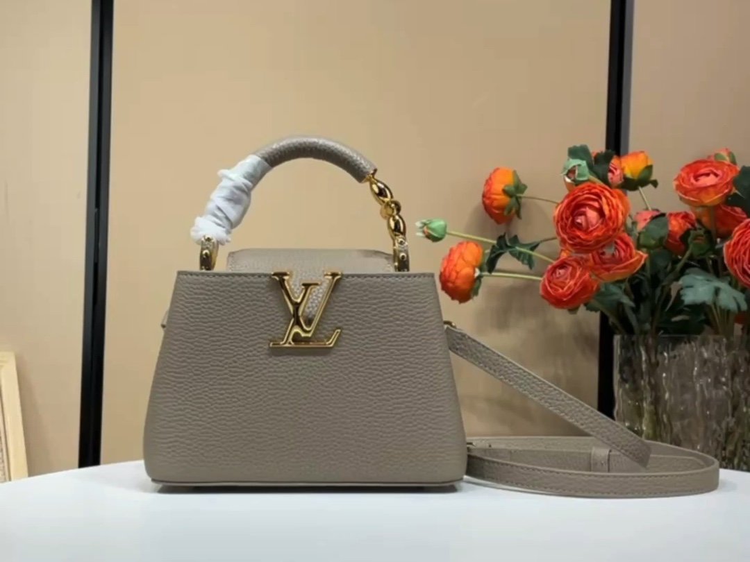 Louis Vuitton [Capucines mini handbag] M48865 24989 gray (flower) small video