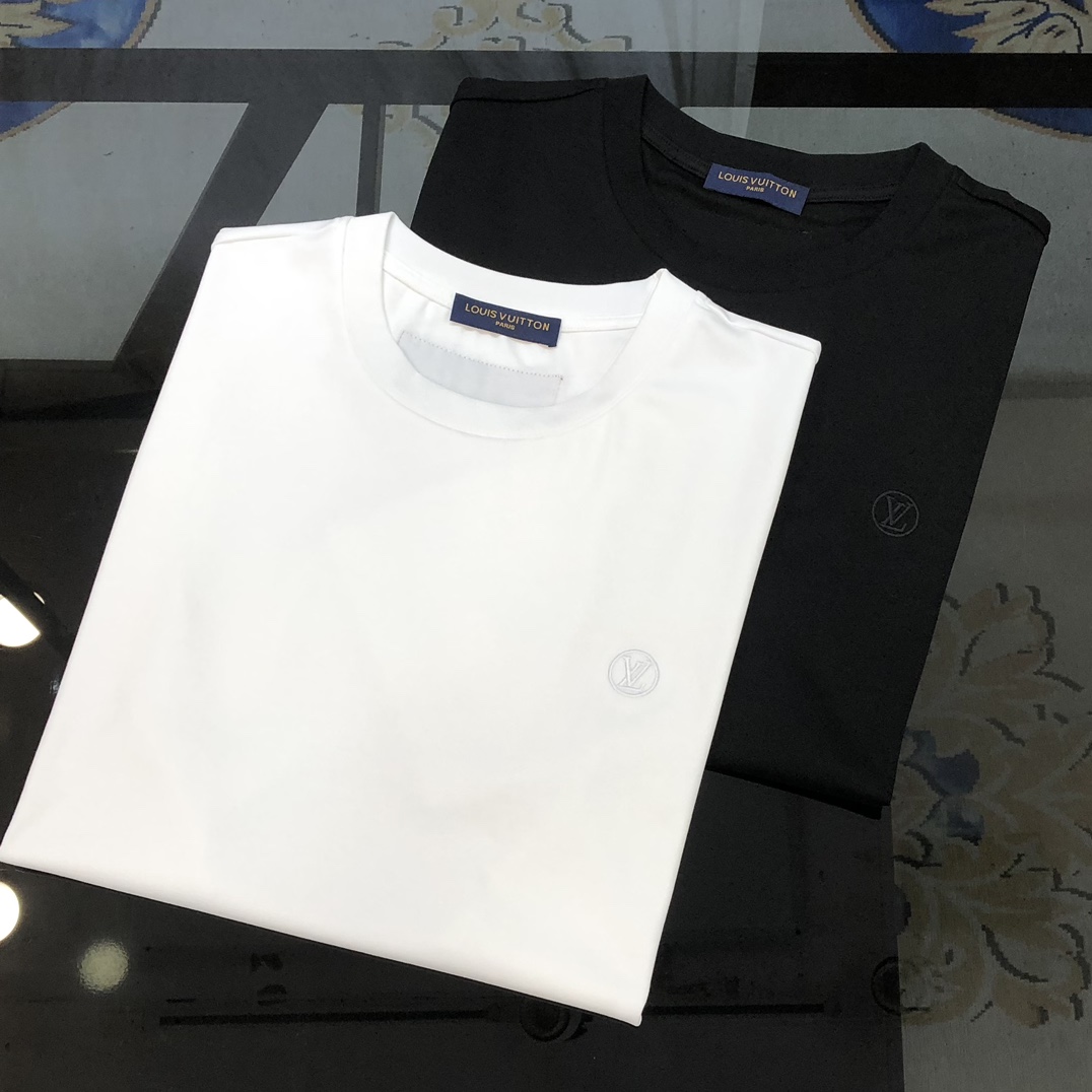 Louis Vuitton Ropa Camiseta Comprar lujo 2024
 Negro Blanco Hombres Algodón mercerizado Colección primavera – verano Fashion Manga corta