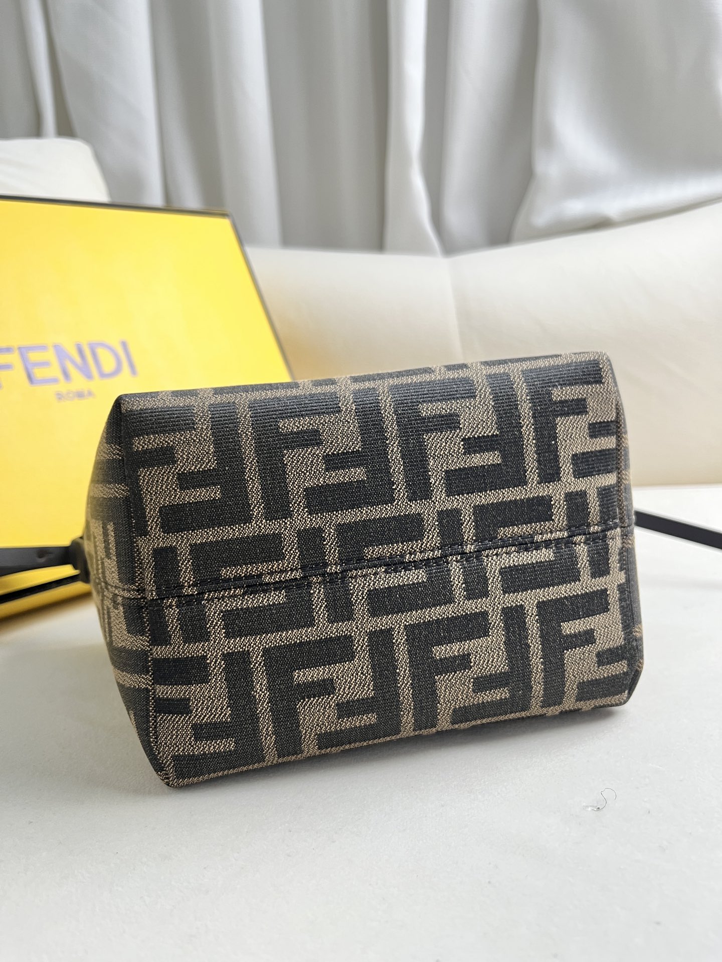 Fendi Roll Mini Basket Bag Dark Brown Leather FF Logo, Removable Shoulder Strap 9 i1716271019 3793 8