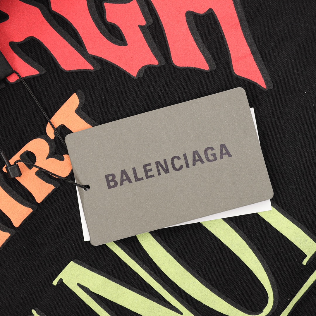 P150 balenciaga/巴黎世家 胸前字母发泡印花水洗做旧短袖t恤