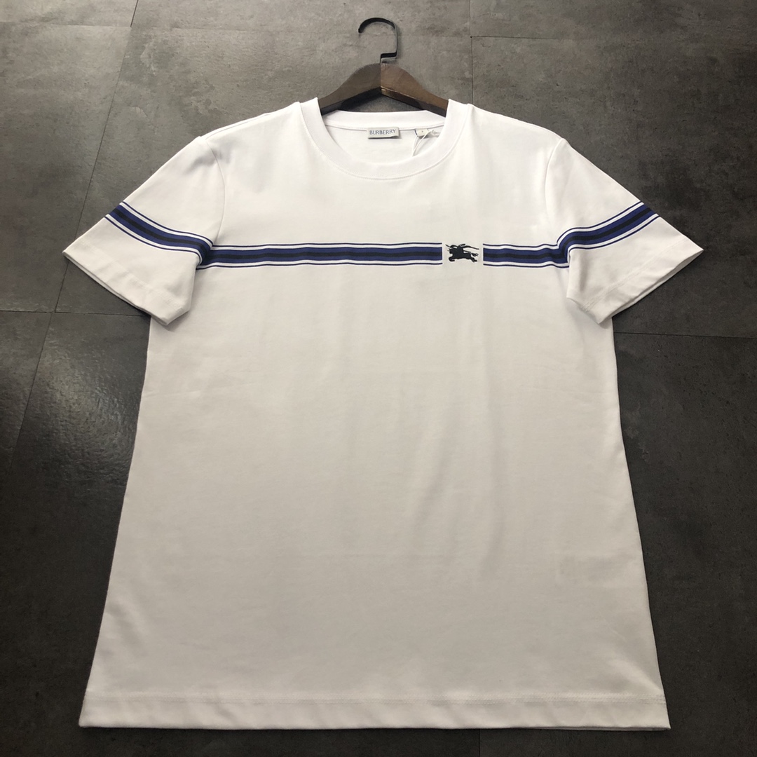 Designer Replik
 Burberry Neu
 Kleidung T-Shirt Schwarz Weiß Stickerei Unisex Baumwolle Kurzarm