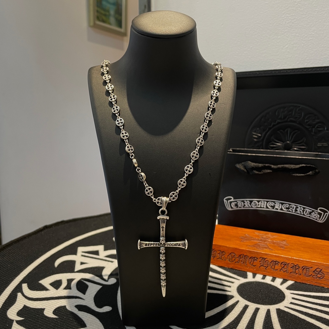 Chrome Hearts Joyas Collar Gris Universal para hombres y mujeres Vintage