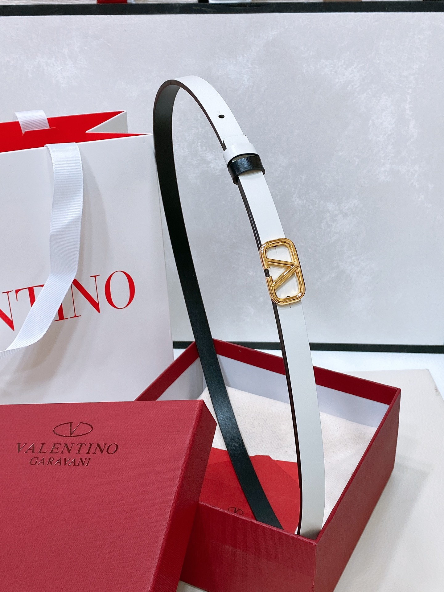 Metal-Skinned VLOGO Signature Valet Belt with 1cm Width In-House Skin.