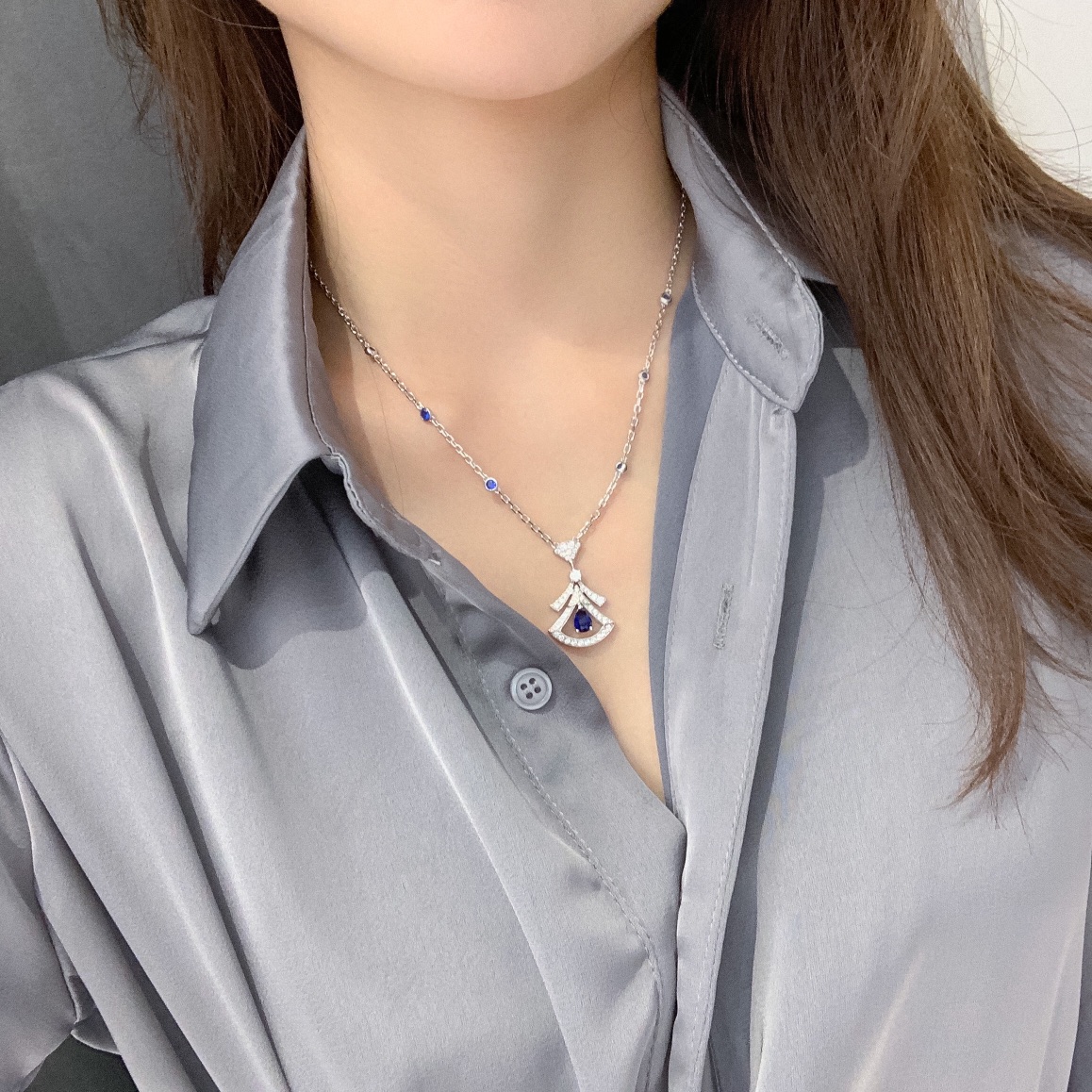 [Bulgari Jewelry]205265[Our product] Colorful diamond small skirt necklace ZP0