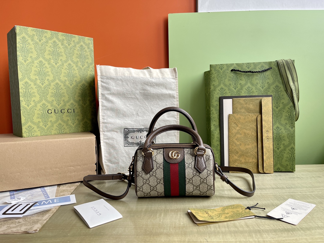 Gucci GG Supreme Sacs À Main Couleur beige Le Brun Or Vert Rouge Toile Coton Mini