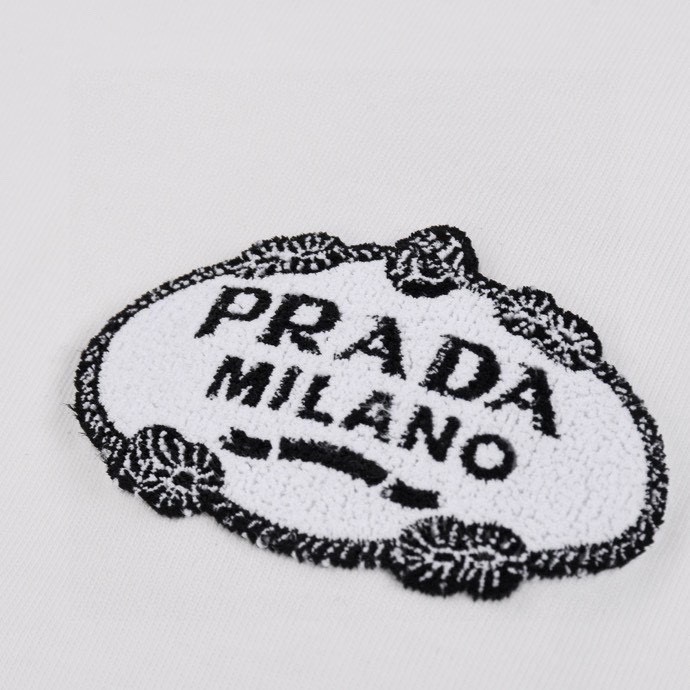 普拉达/Prada 夏季新款高端品质 经典字母图标牙刷绣圆领短袖T恤