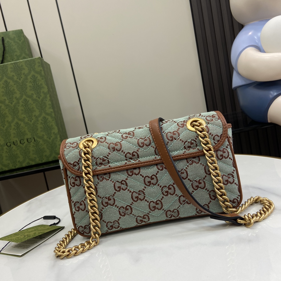 Small size"With full set of original green box packaging"[New product] GG Marmont series denim small shoulder bag. This piece from the Gucci Lido