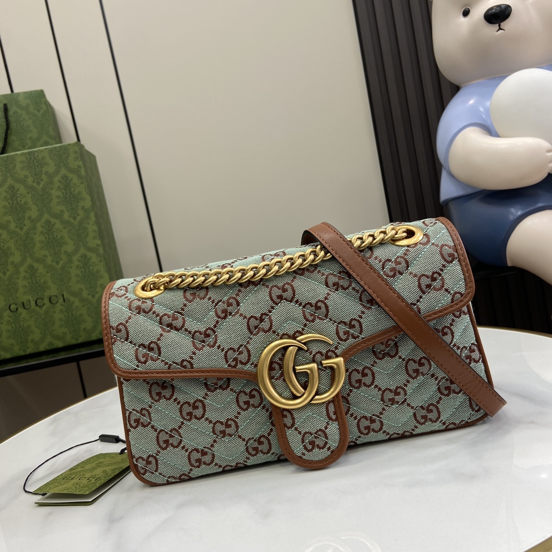Medium size"With full set of original green box packaging"[New product] GG Marmont series denim small shoulder bag. This item is from the Gucci L