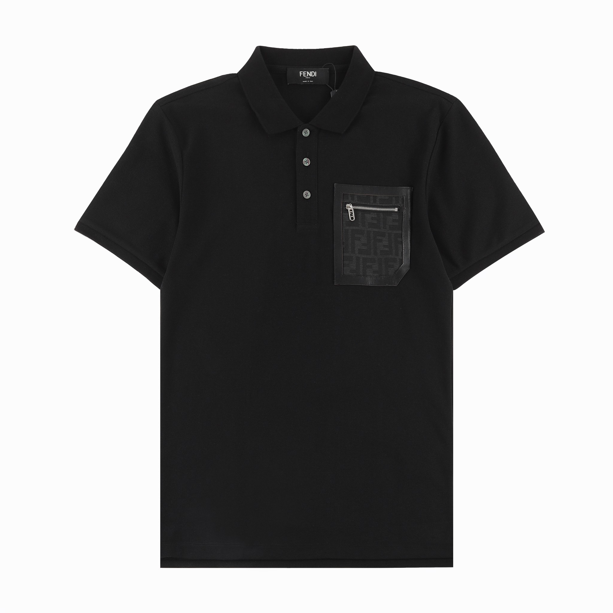 FEND芬* 2024SS polo de cuello nuevo de primavera/verano, bolsillo con cremallera en el pecho, jacquard FF con …