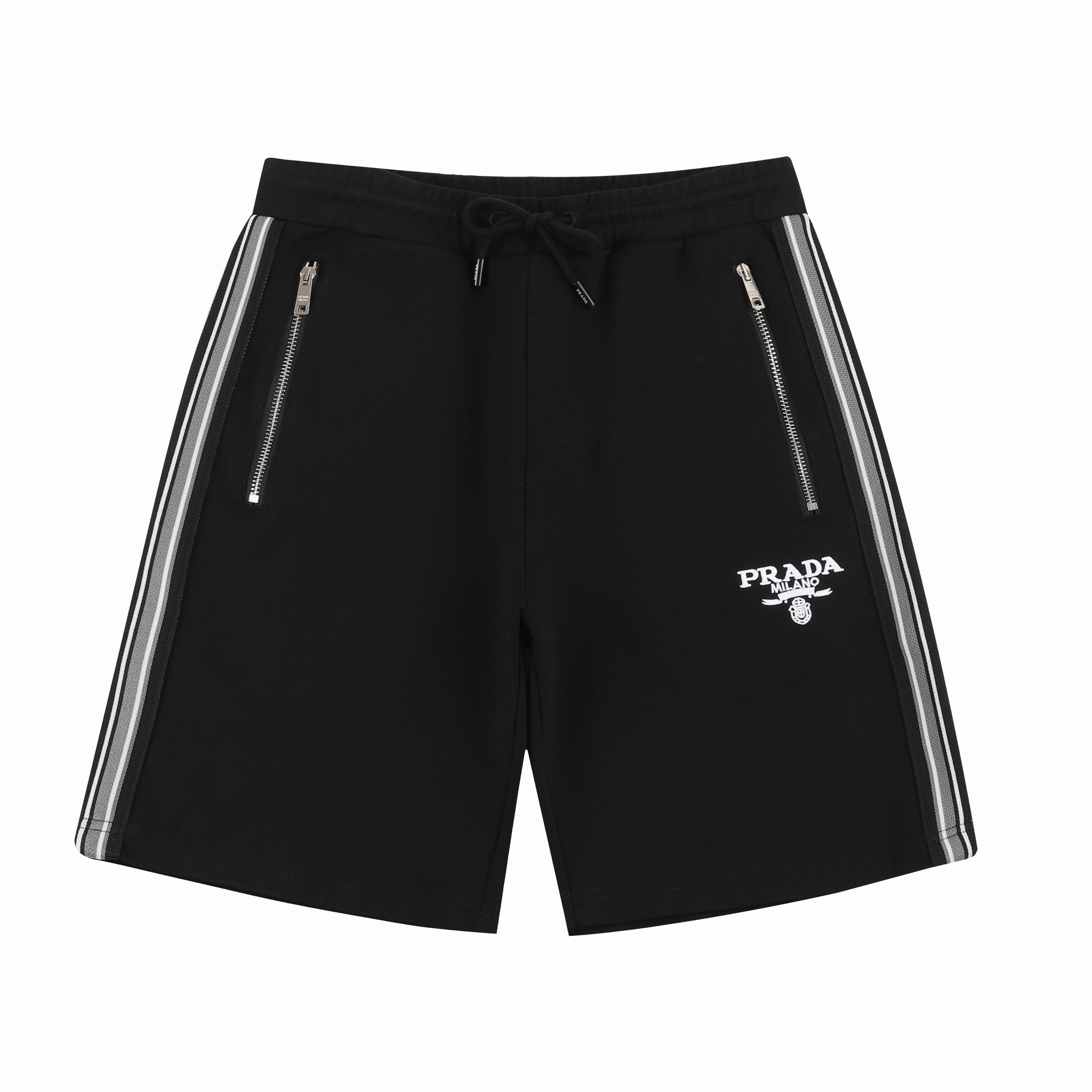 PRAD普拉* Nuevo modelo de pantalón corto para primavera/verano 2024, con cintas tejidas a los lados, bordado de letras co…