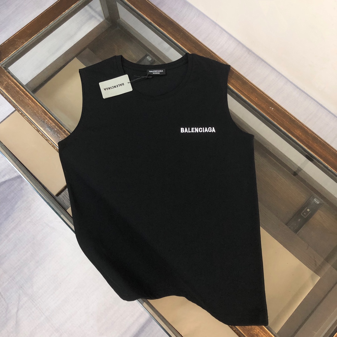 Balenciaga Clothing Tank Tops&Camis Black White Cotton Spring/Summer Collection Fashion