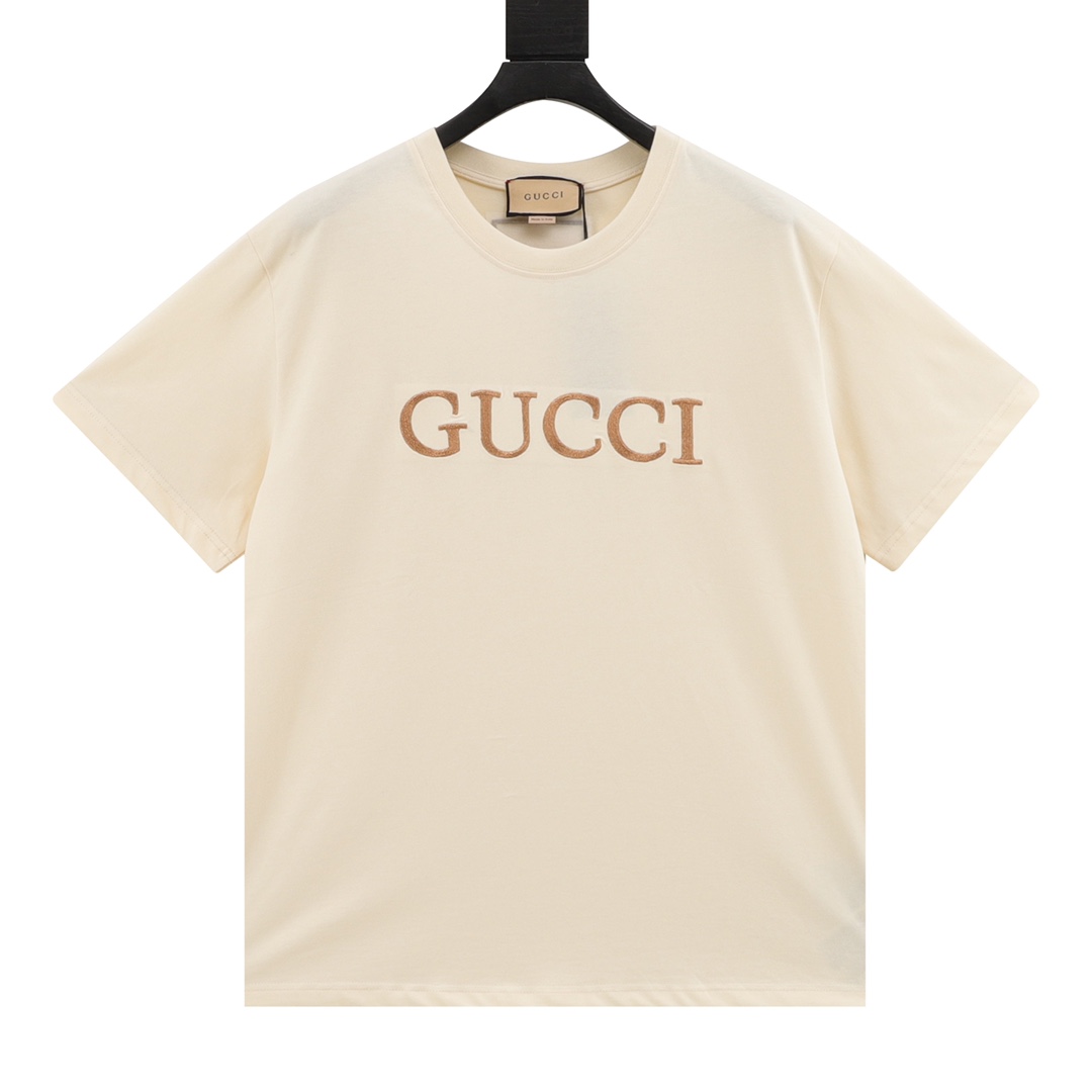 Gucci Odzież T-Shirt Projektant repliki
 Róża Różowe złoto Hafty Unisex Bawełna dzianina Dzianiny Kolekcja letnia Fashion Krótki rękaw