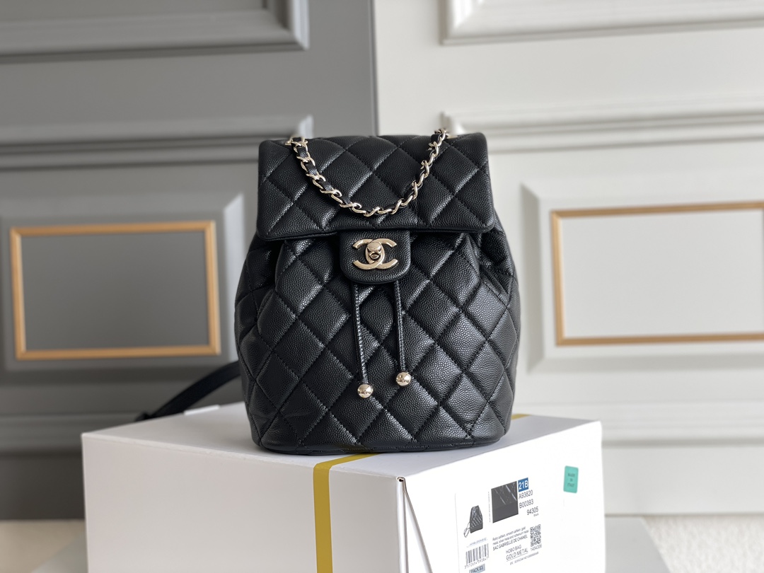 Chanel Superiore
 Borse Zaino Nero Platino Bianco Tutto acciaio Pelle di vitello bovina Catene