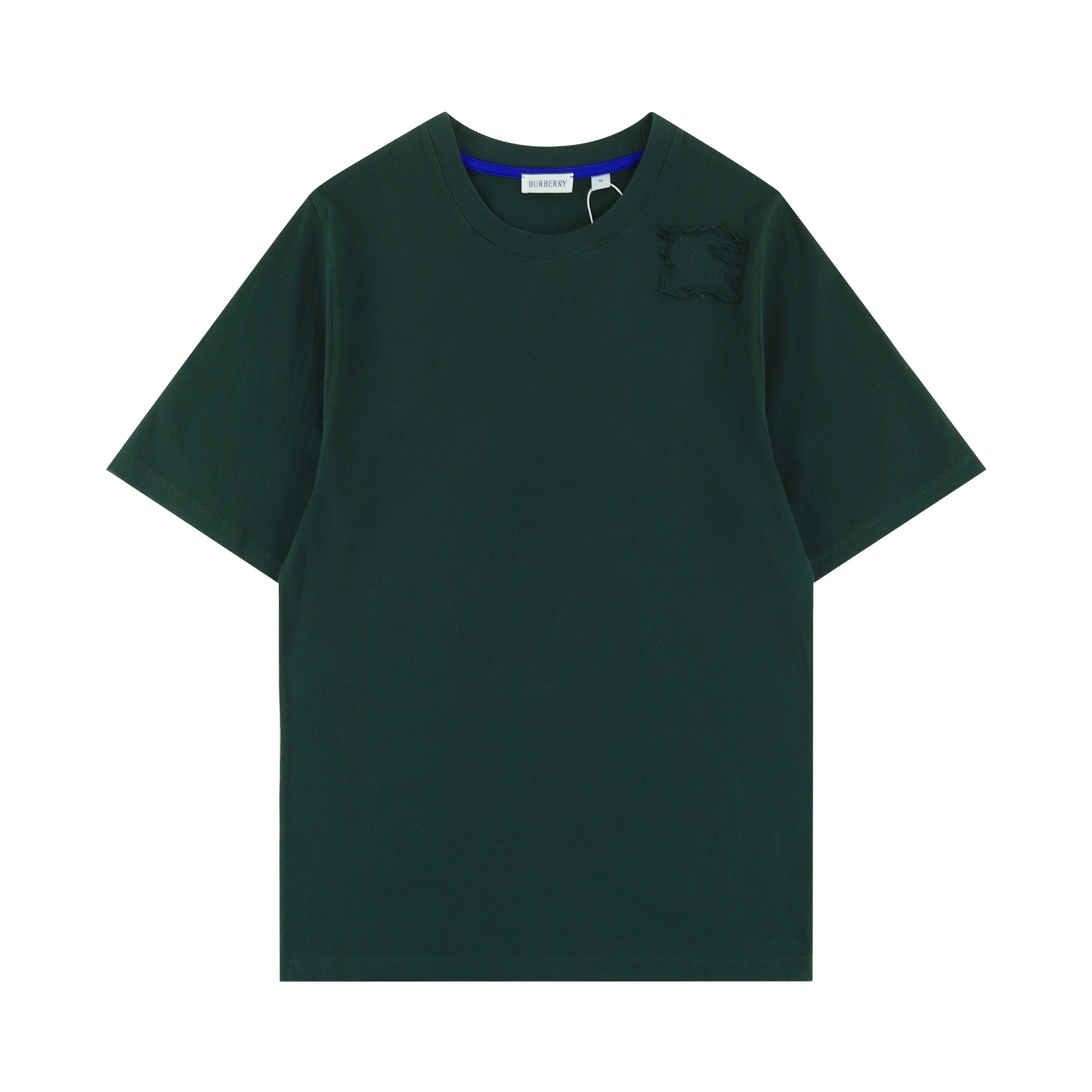 BBR Burberry*2024SS camiseta de manga corta nueva, bordado aplicado del caballero ecuestre en el hombro izquierdo, ribe…