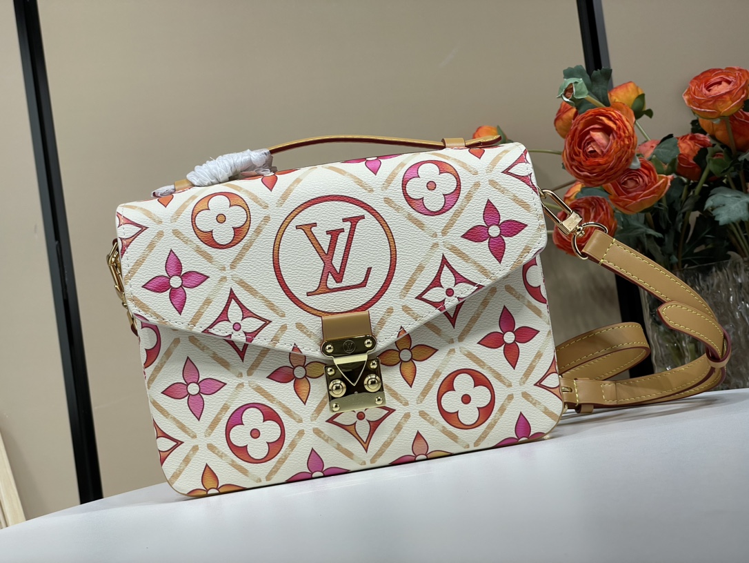 Louis Vuitton LV Pochette MeTis Taschen Handtaschen Rosa Leinwand Sommerkollektion Circle m11461