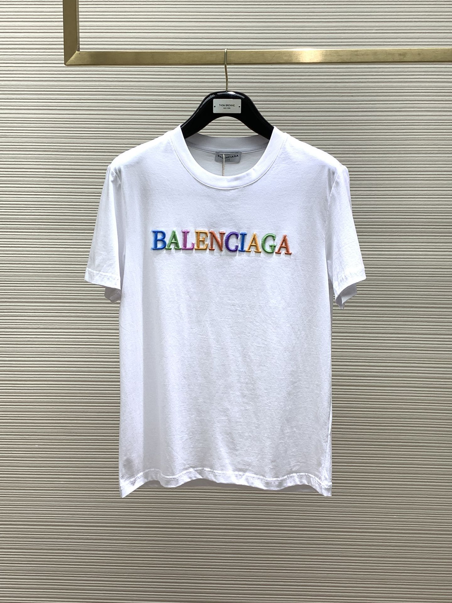 Balenciaga Clothing T-Shirt Embroidery Summer Collection Fashion Short Sleeve
