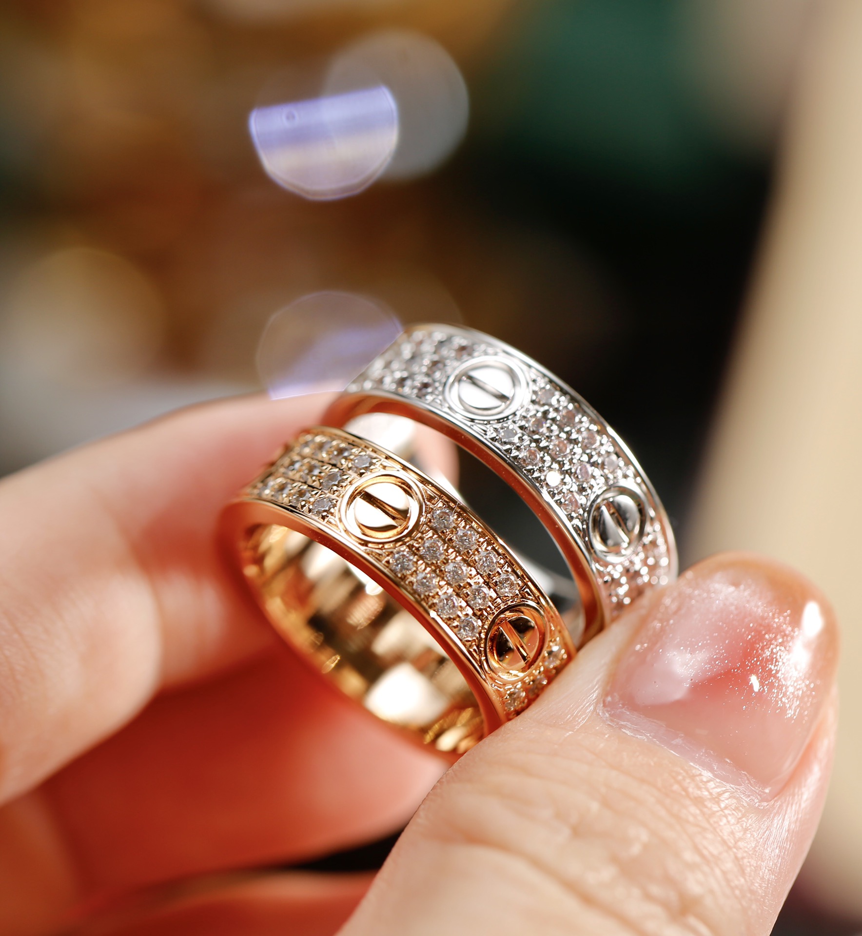 Cartier Cartier 卡家宽版满天星三排六钻戒指