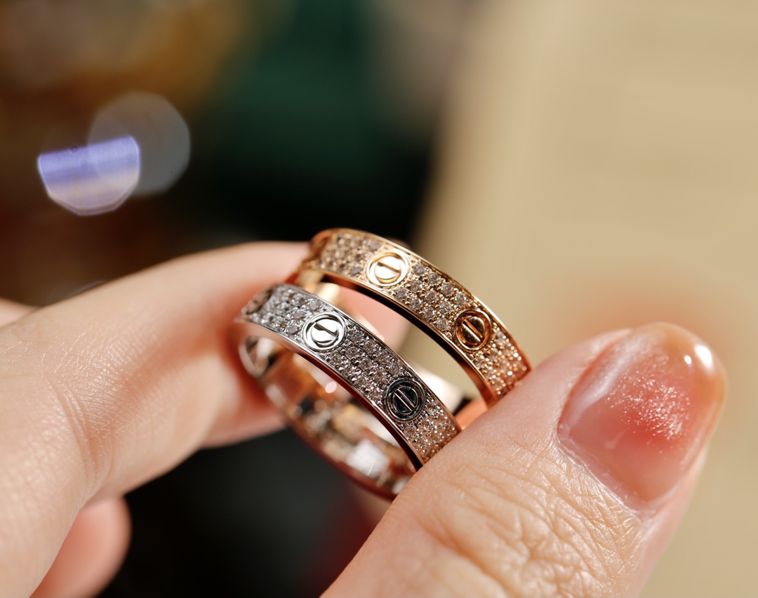 Cartier Cartier 银色玫瑰金窄版满天星三排三钻戒指