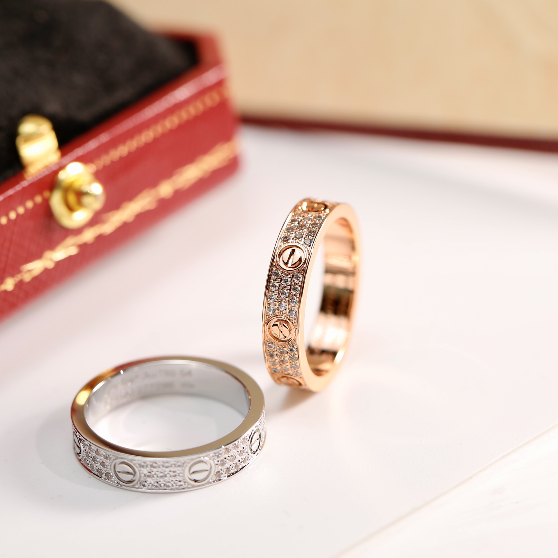 Cartier Cartier 银色玫瑰金窄版满天星三排三钻戒指