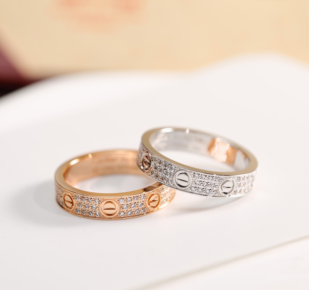 Cartier Cartier 银色玫瑰金窄版满天星三排三钻戒指