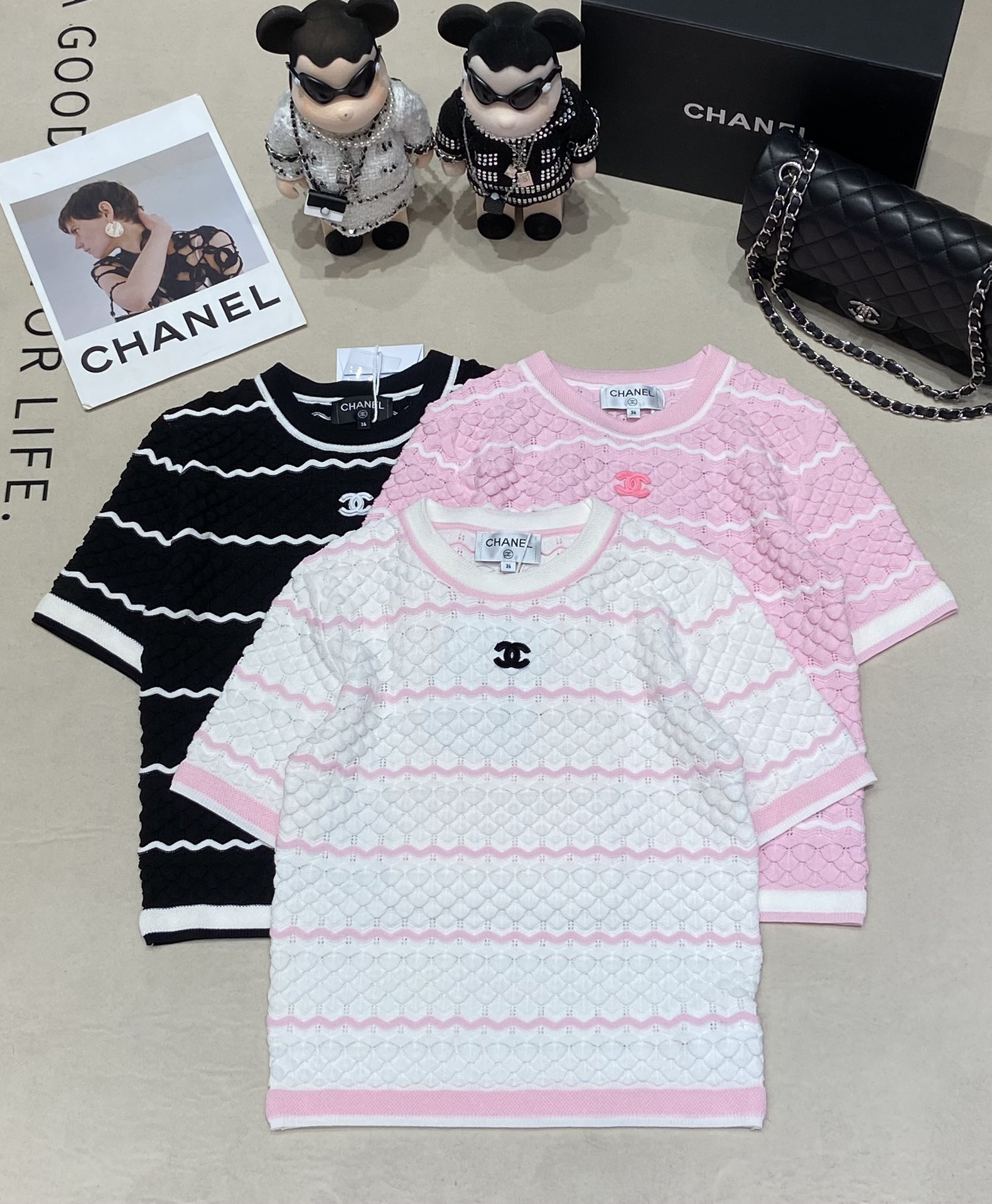 Chanel Ropa Camiseta Comprar réplica
 Colección de verano Fashion Manga corta