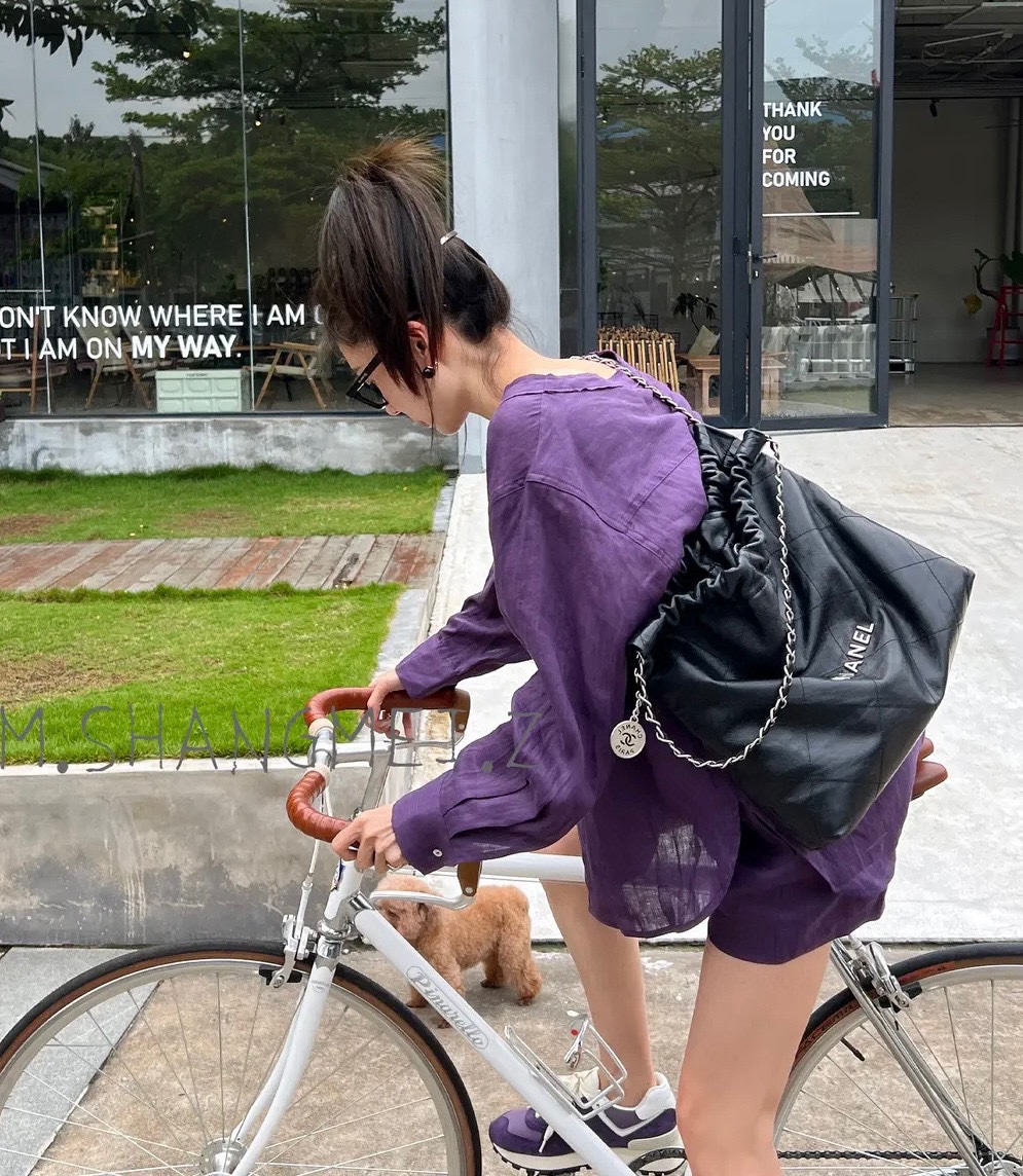 Elegant Purple Linen Two-Piece Set - V-Neck Blouse & Shorts Summer Outfit 1 i1717085622 4900 3