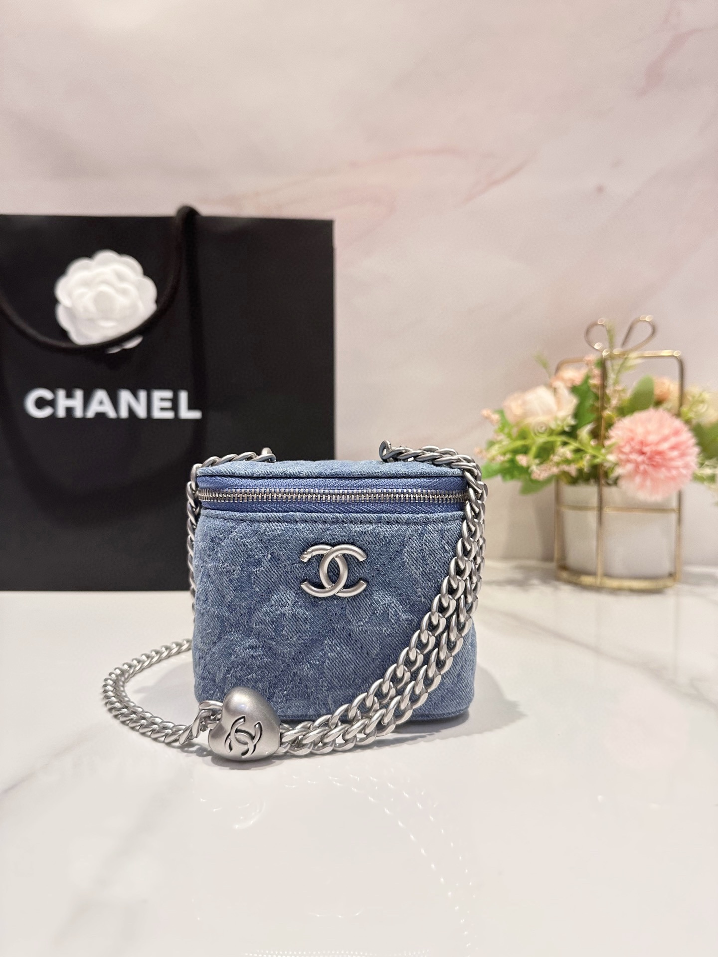 Chanel Bolsos de cosméticos Rosa Escarcha Fashion Cadena