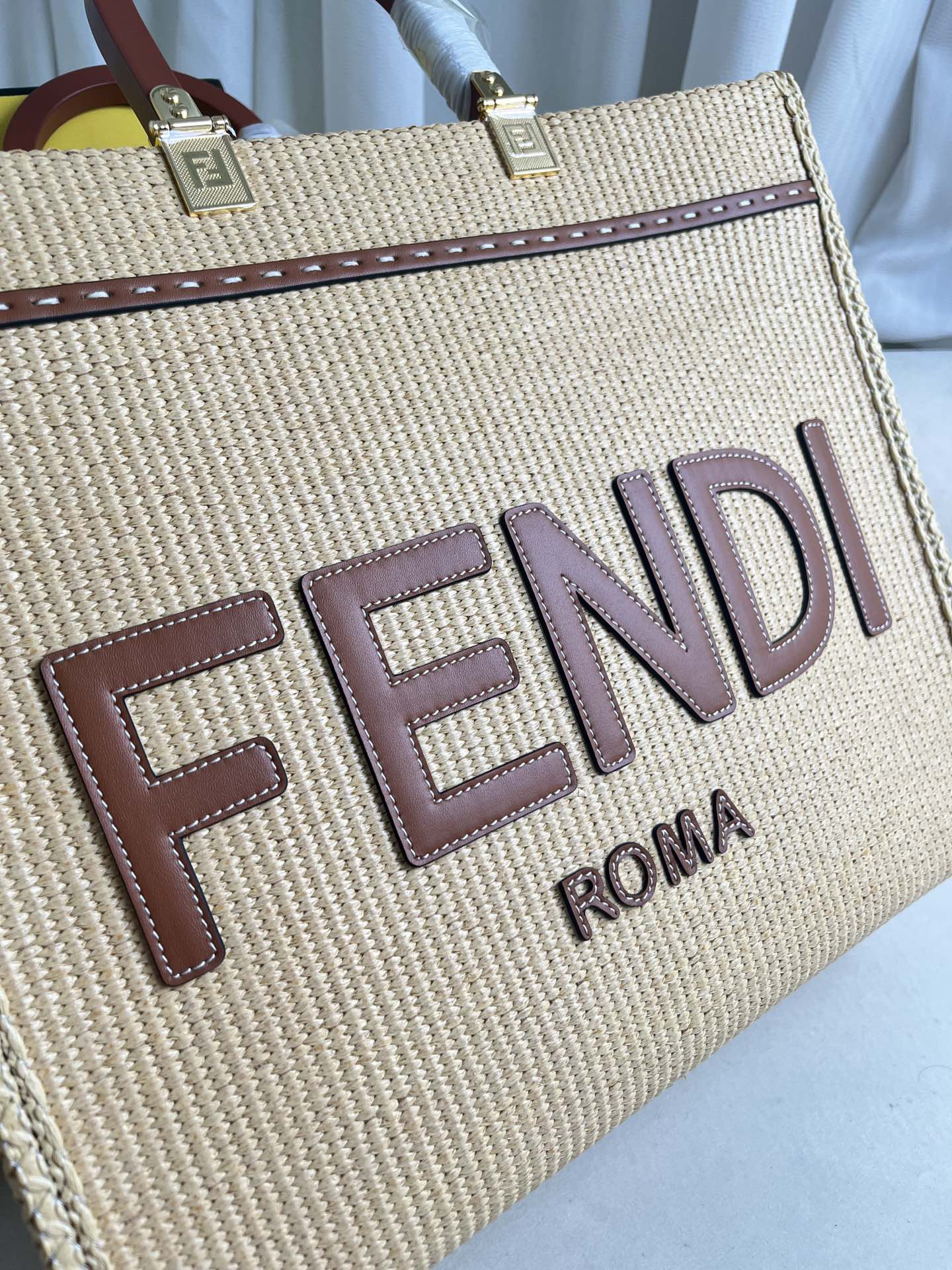 Fendi Sunshine Raffia Tote Bag, Summer Woven Handbag, 31x17x35cm 5 i1717161454 4876 3