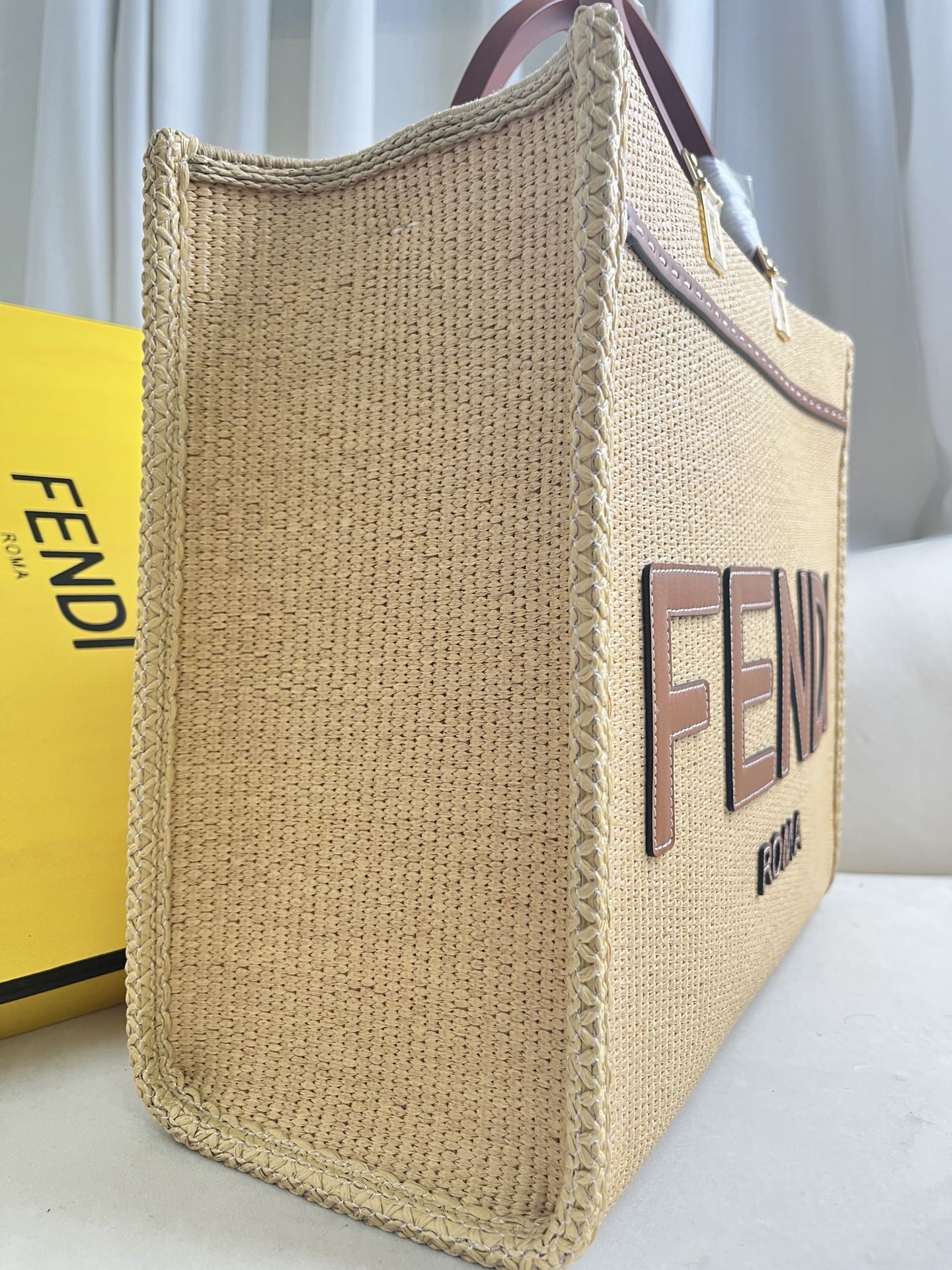 Fendi Sunshine Raffia Tote Bag, Summer Woven Handbag, 31x17x35cm 4 i1717161454 6357 2