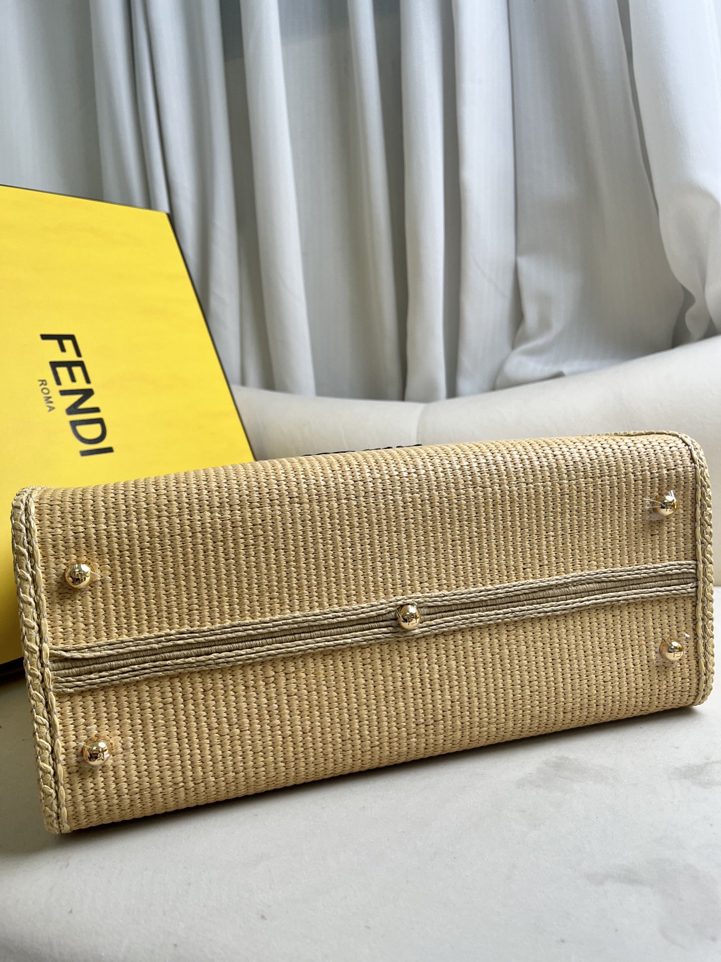 Fendi Sunshine Raffia Tote Bag, Summer Woven Handbag, 31x17x35cm 10 i1717161454 694 8