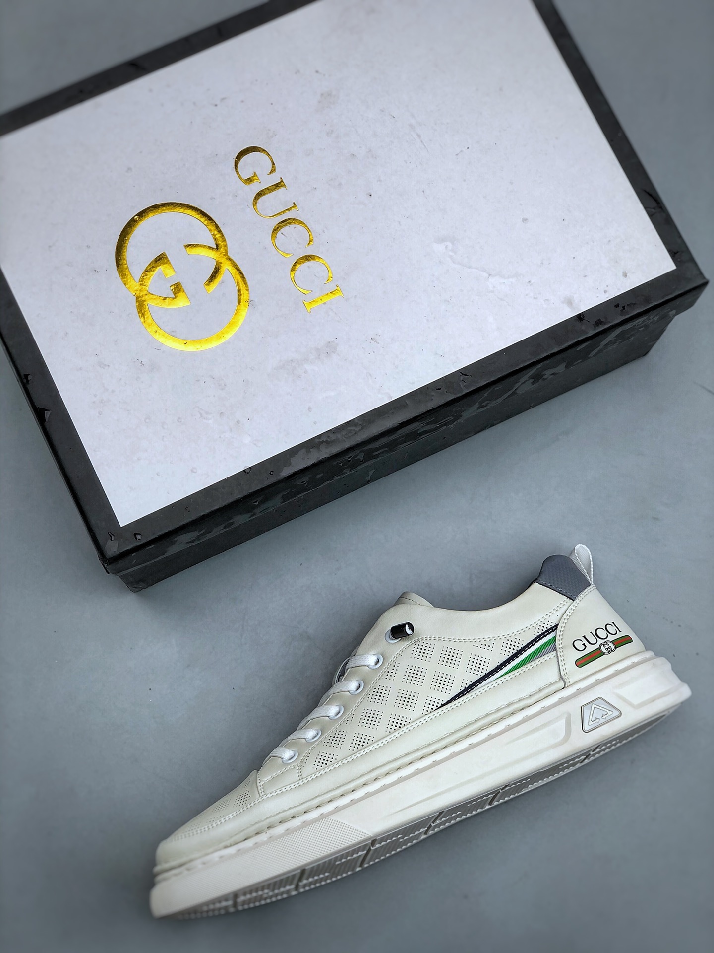 240 E/Gucci 轻奢单品 广东品质原厂 高奢古驰Gucci Screener GG High-Top Sneaker休闲潮鞋系列