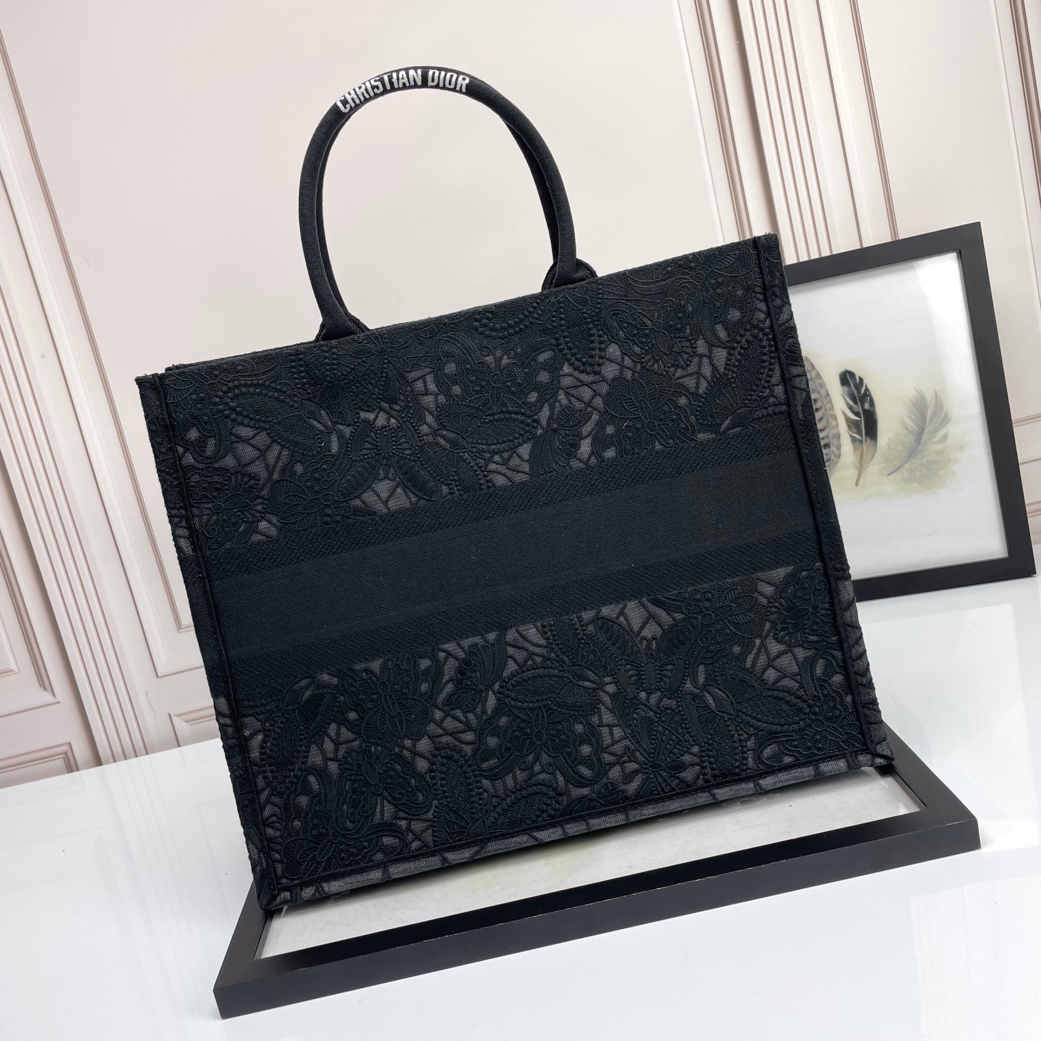 Dior迪奥购物袋托特黑蝴蝶蕾丝 Book Tote 手袋 D6688