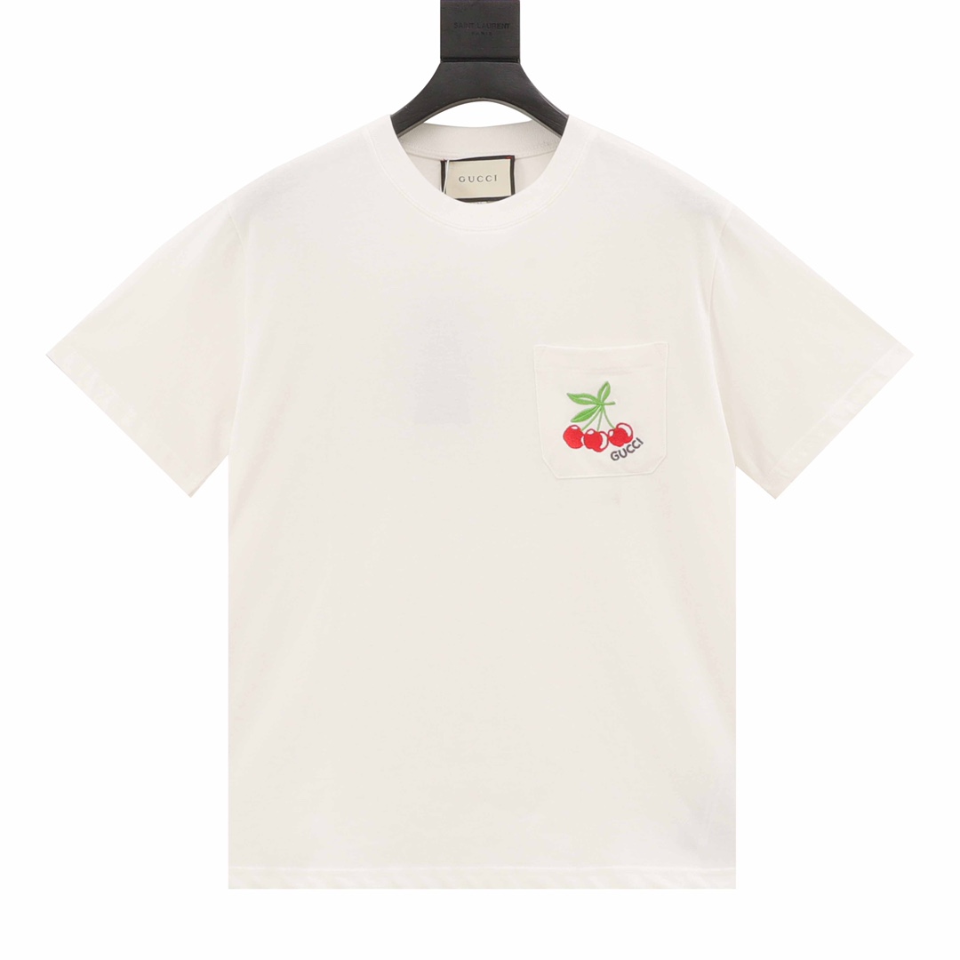 Dostosowywanie wysokiej jakości
 Gucci Odzież T-Shirt Czerwony Biały Hafty Unisex Bawełna Krótki rękaw